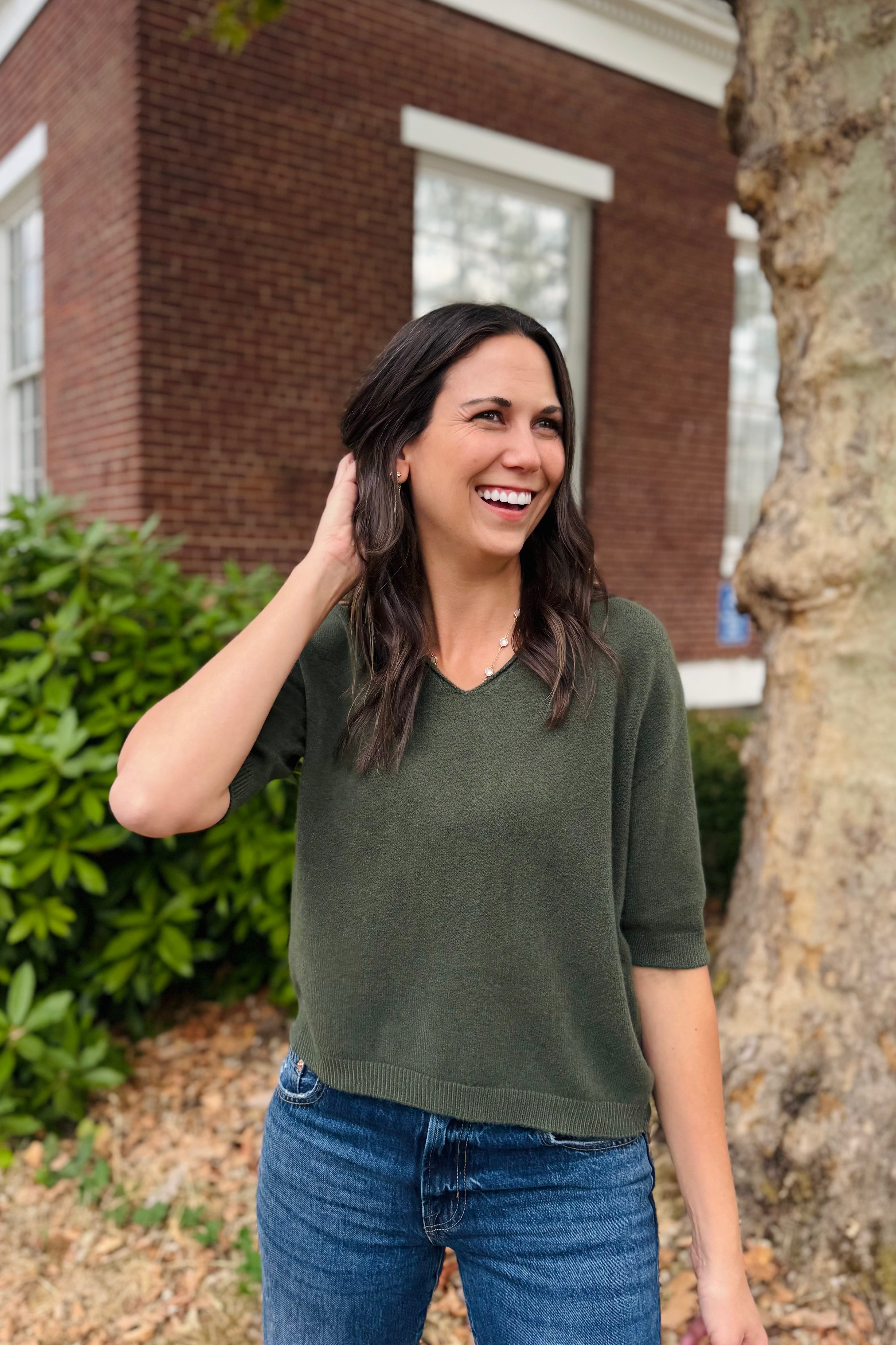 3/4 V-Neck Sweater