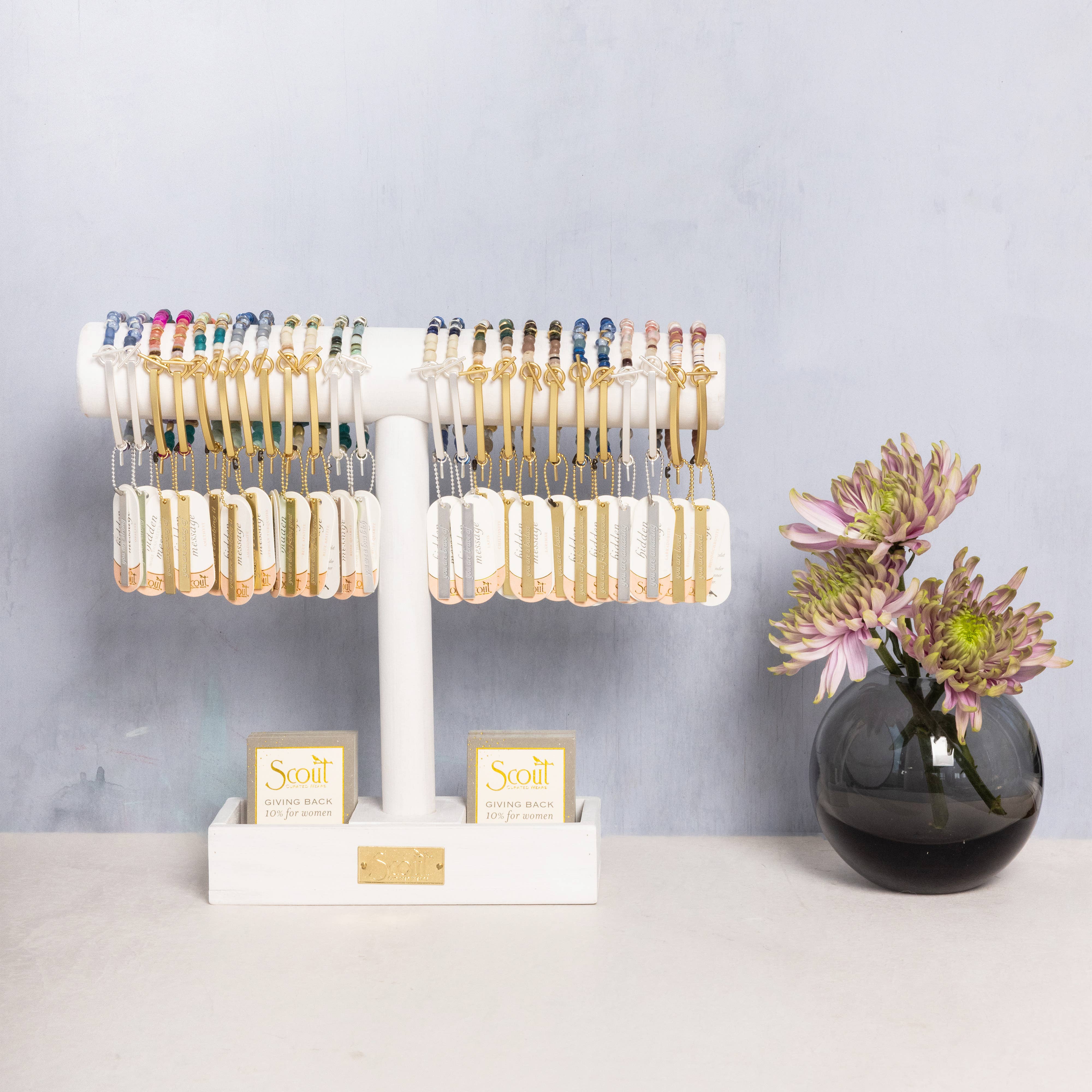 Hidden Message Bracelet - Boss B♥tch/Rose Quartz/Silver