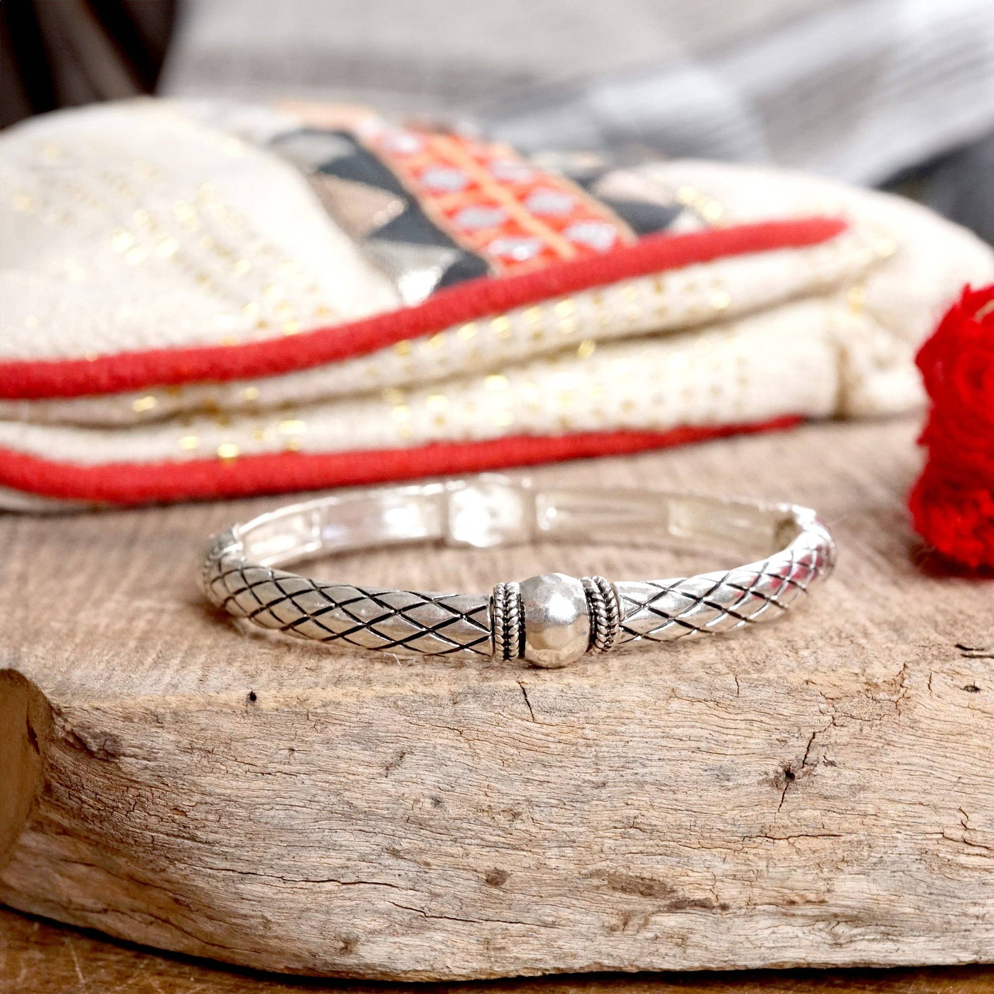 Timeless Layering Textured Bangles: Caviar -  Silver