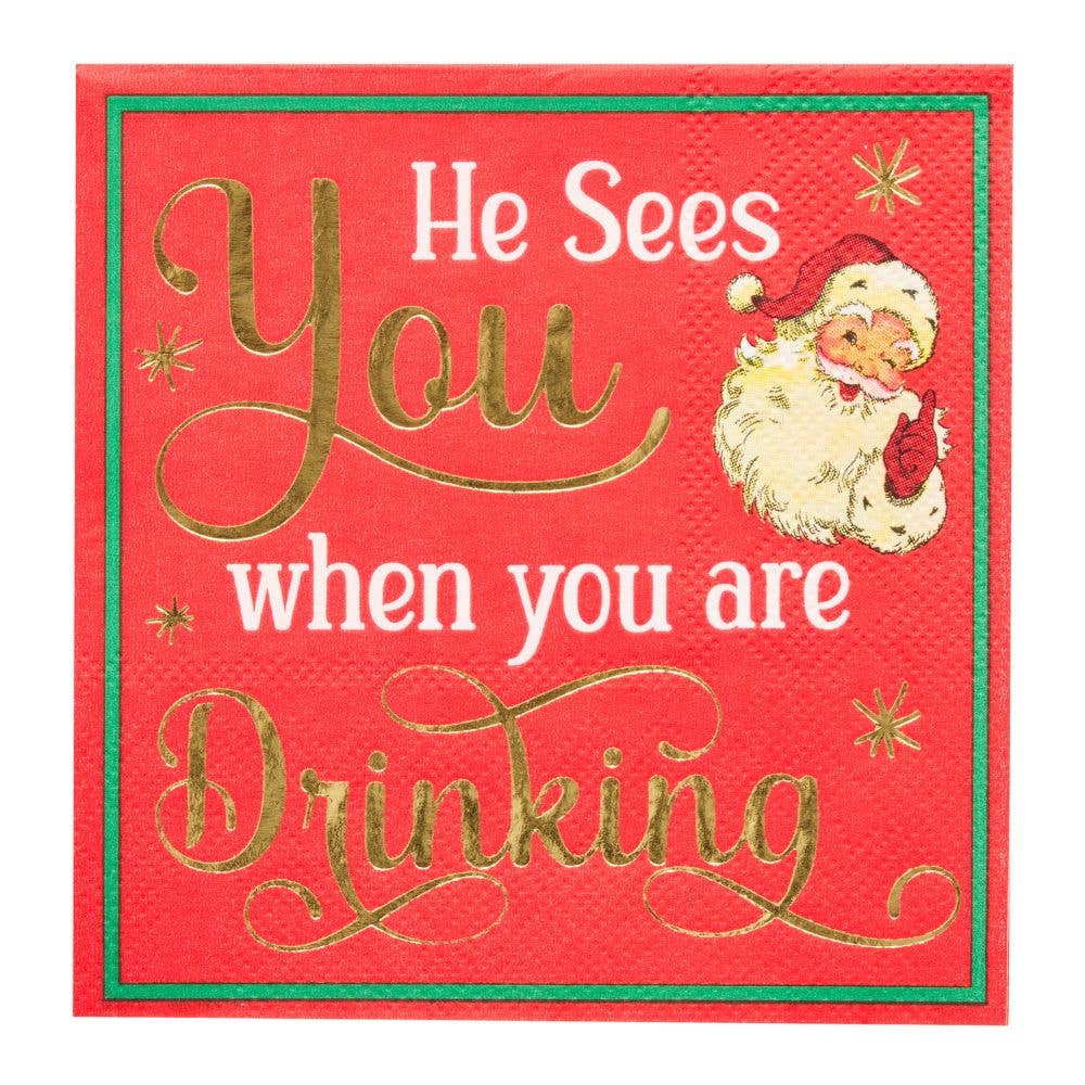 'He Sees You...' Cocktail Napkins/26pk | Sophistiplate