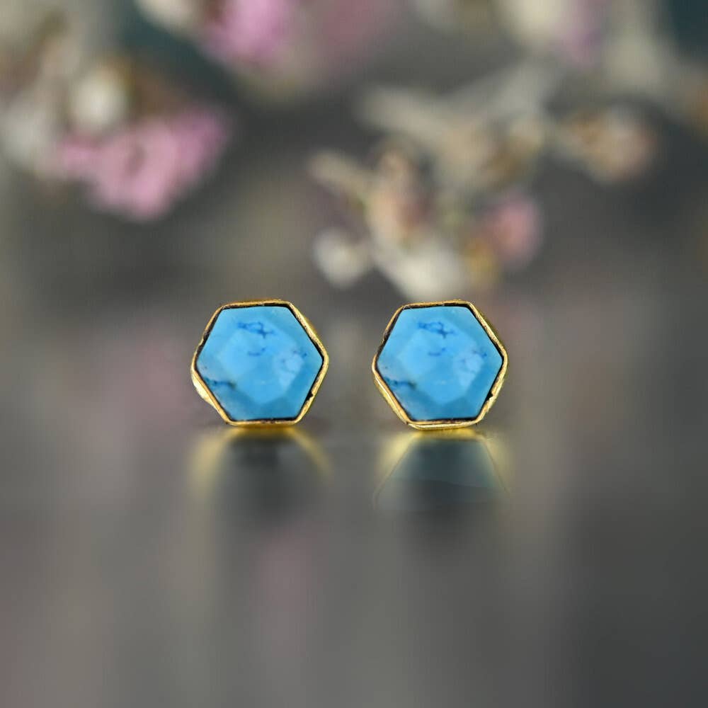 Hexagon Gemstone Studs: Peach | KBD Studio - view 26
