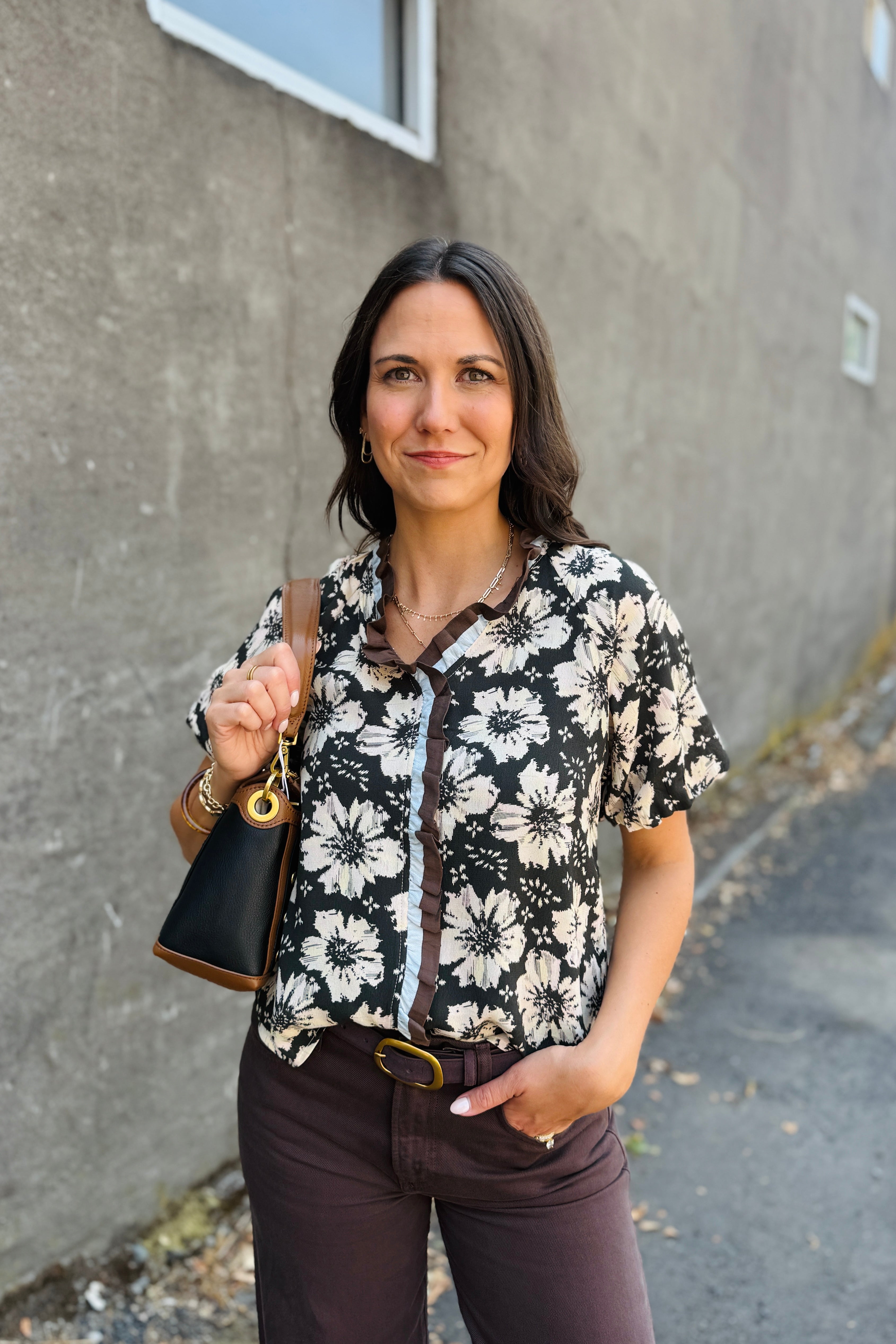 Puff Sleeve Floral Print Top