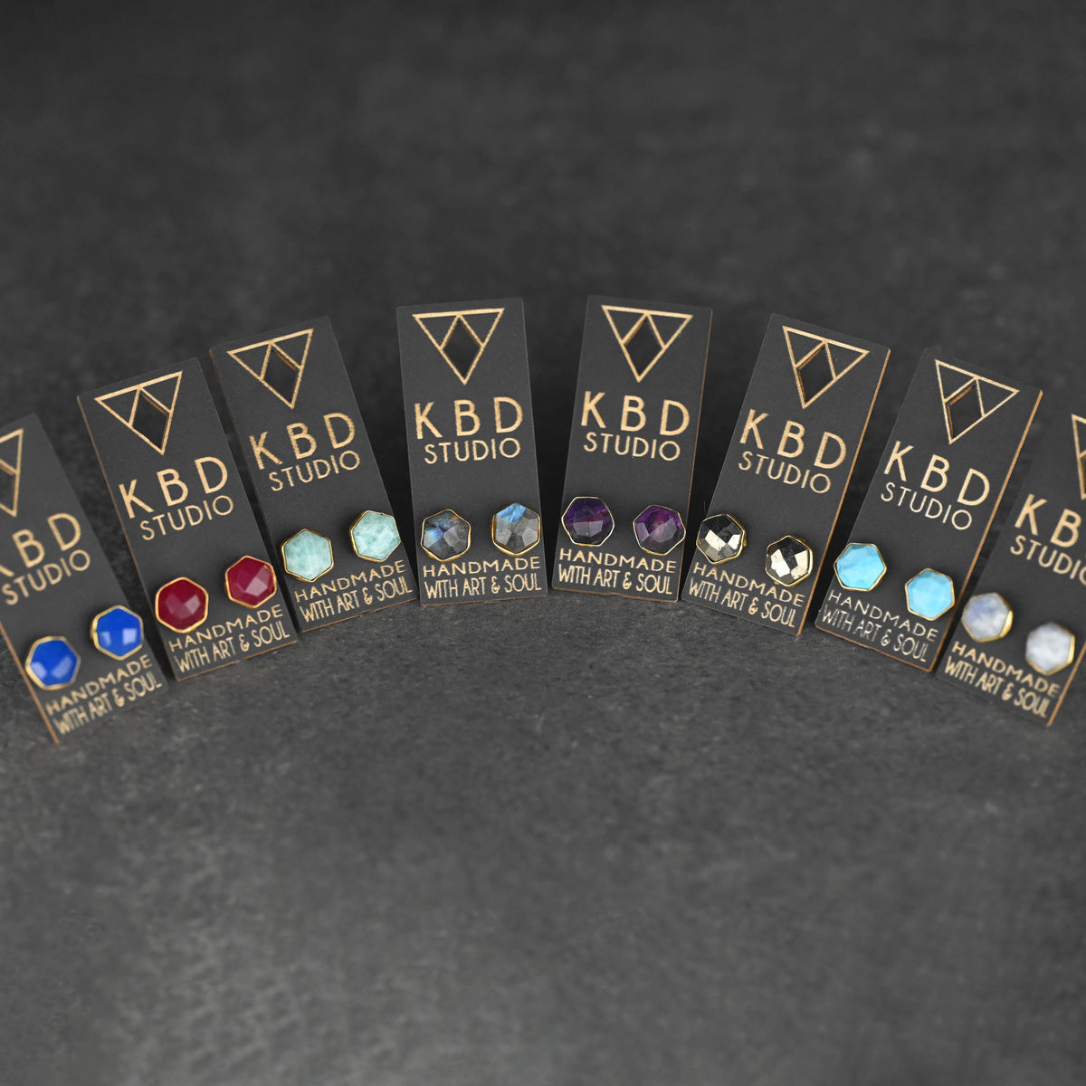 Hexagon Gemstone Studs: Peach | KBD Studio - view 3