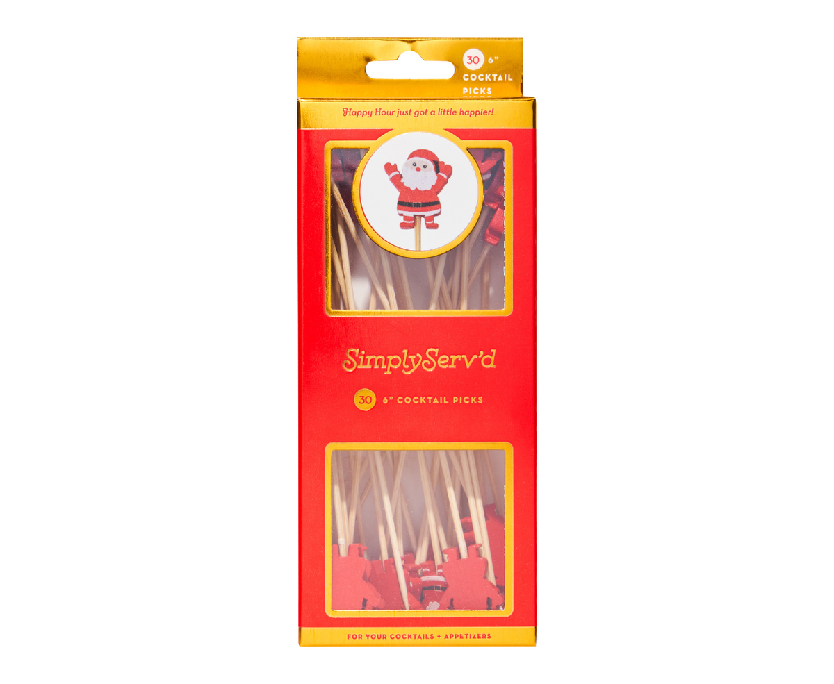 Santa Large Cocktail Picks/30pk | Sophistiplate