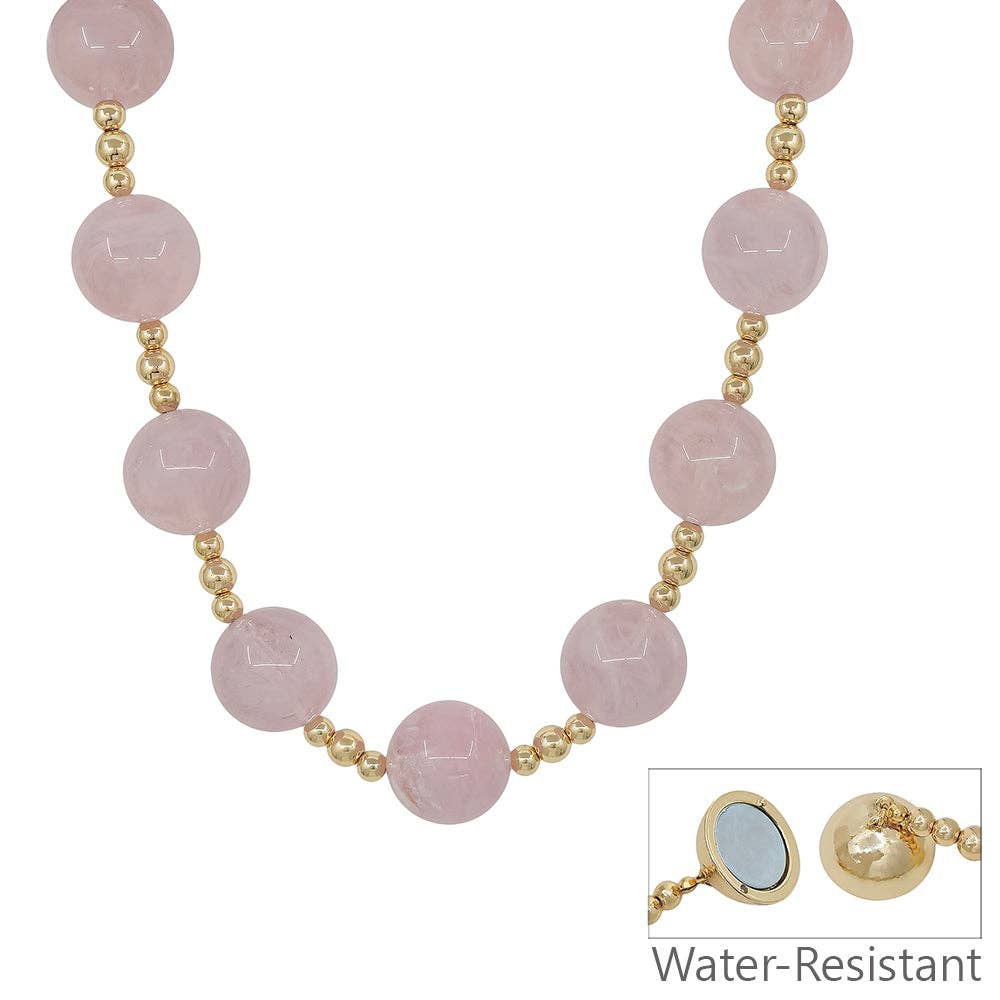 Large Pink Acrylic Beaded 18" Necklace