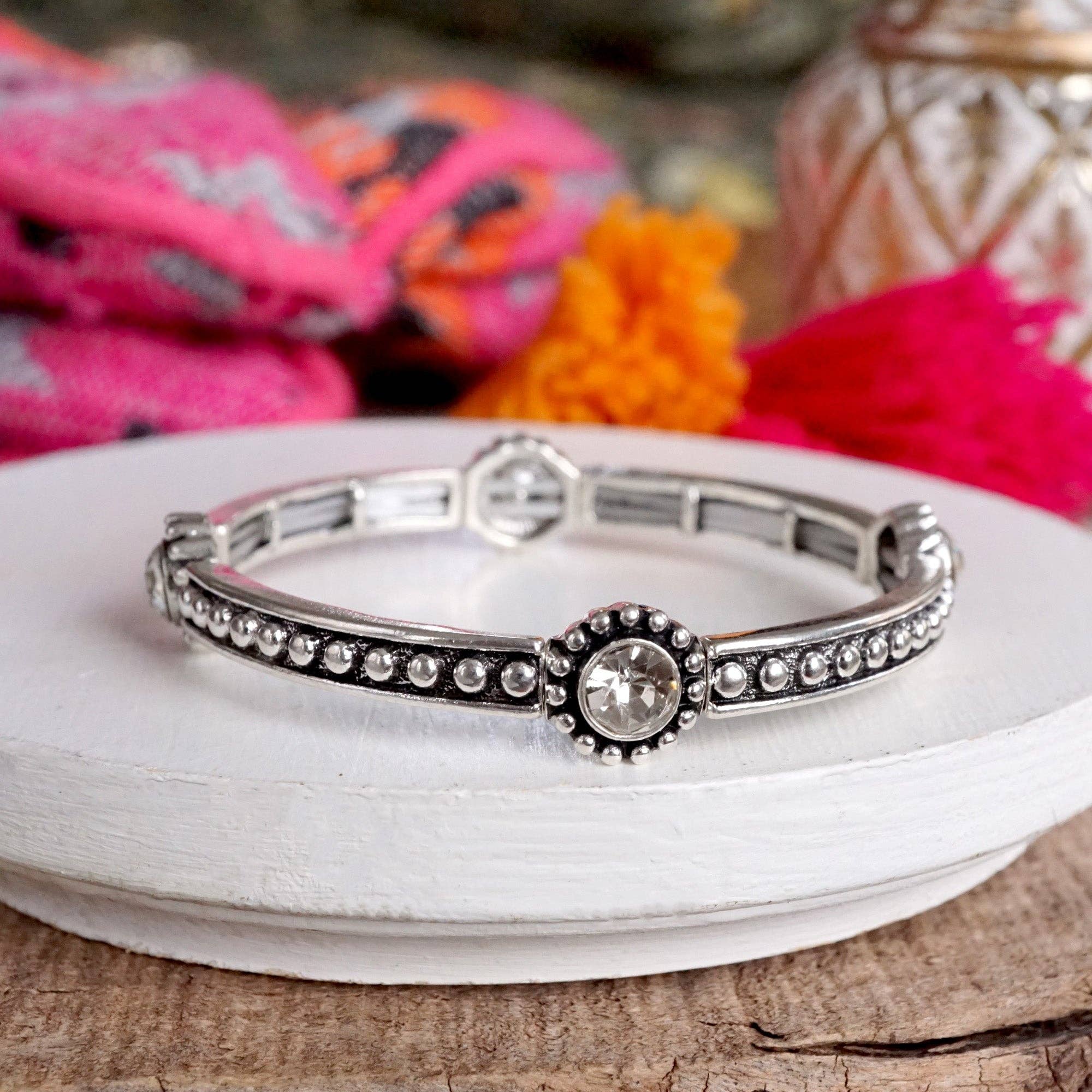 Western Vibes Bangles – Dots w/ Clear Crystals