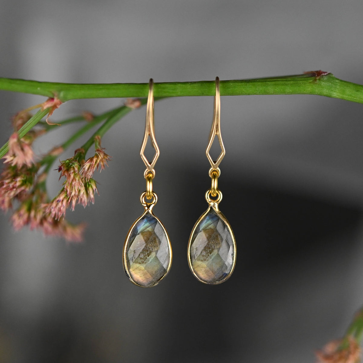 Diamond Hook Dangle Earrings: Amethyst | KBD Studio - view 3