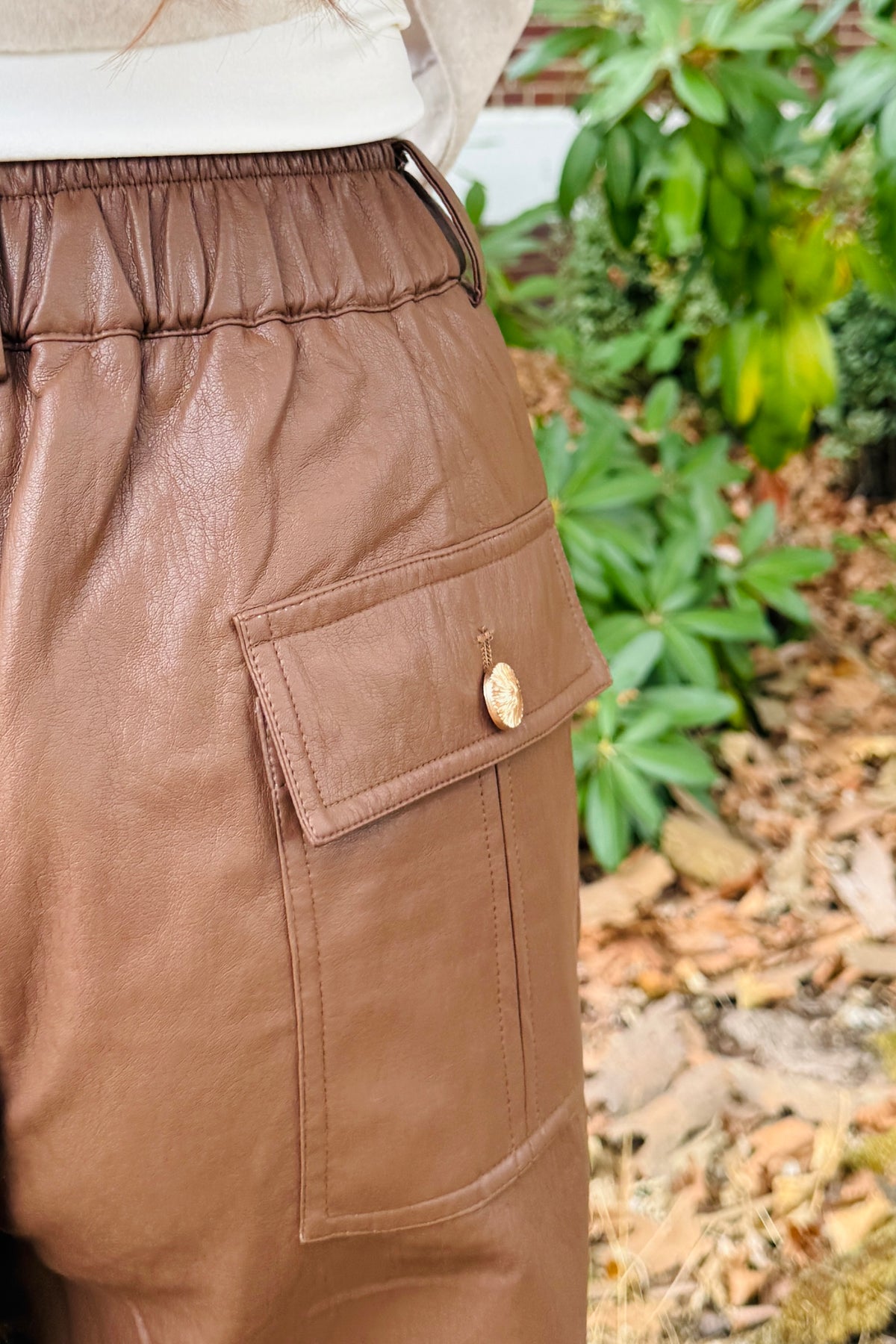Faux Leather Barrel Leg Pant
