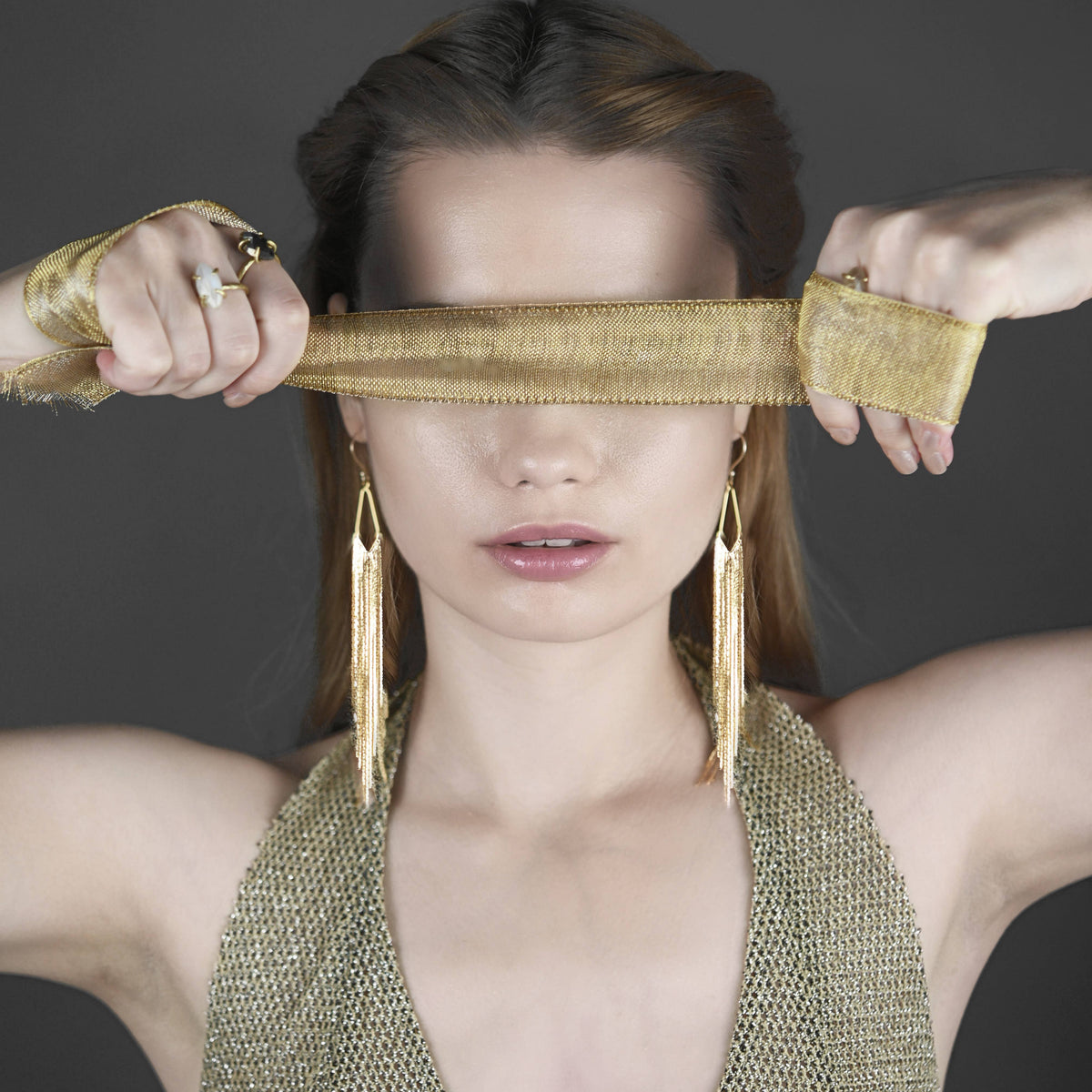 Super Dramatic Golden Mermaid Shimmer Earrings | KBD Studio - view 2