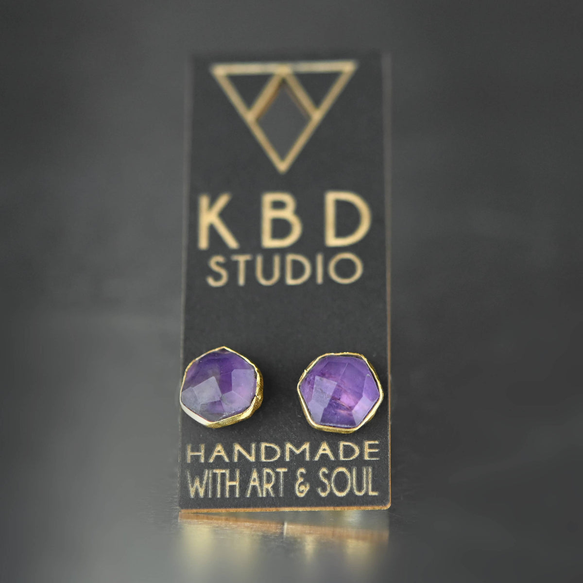 Hexagon Gemstone Studs: Pyrite | KBD Studio - view 7