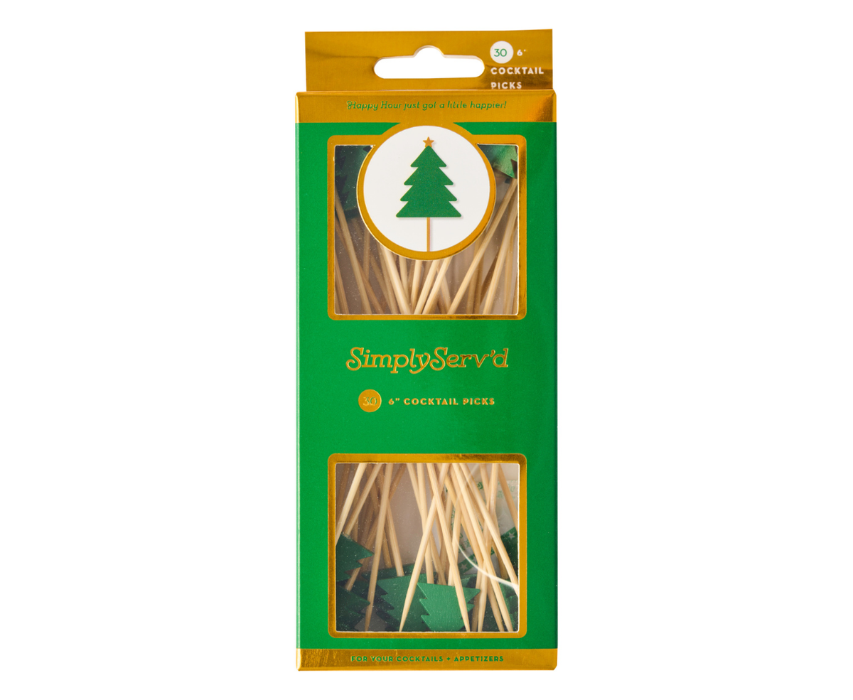 Christmas Tree Large Cocktail Picks/30pk | Sophistiplate