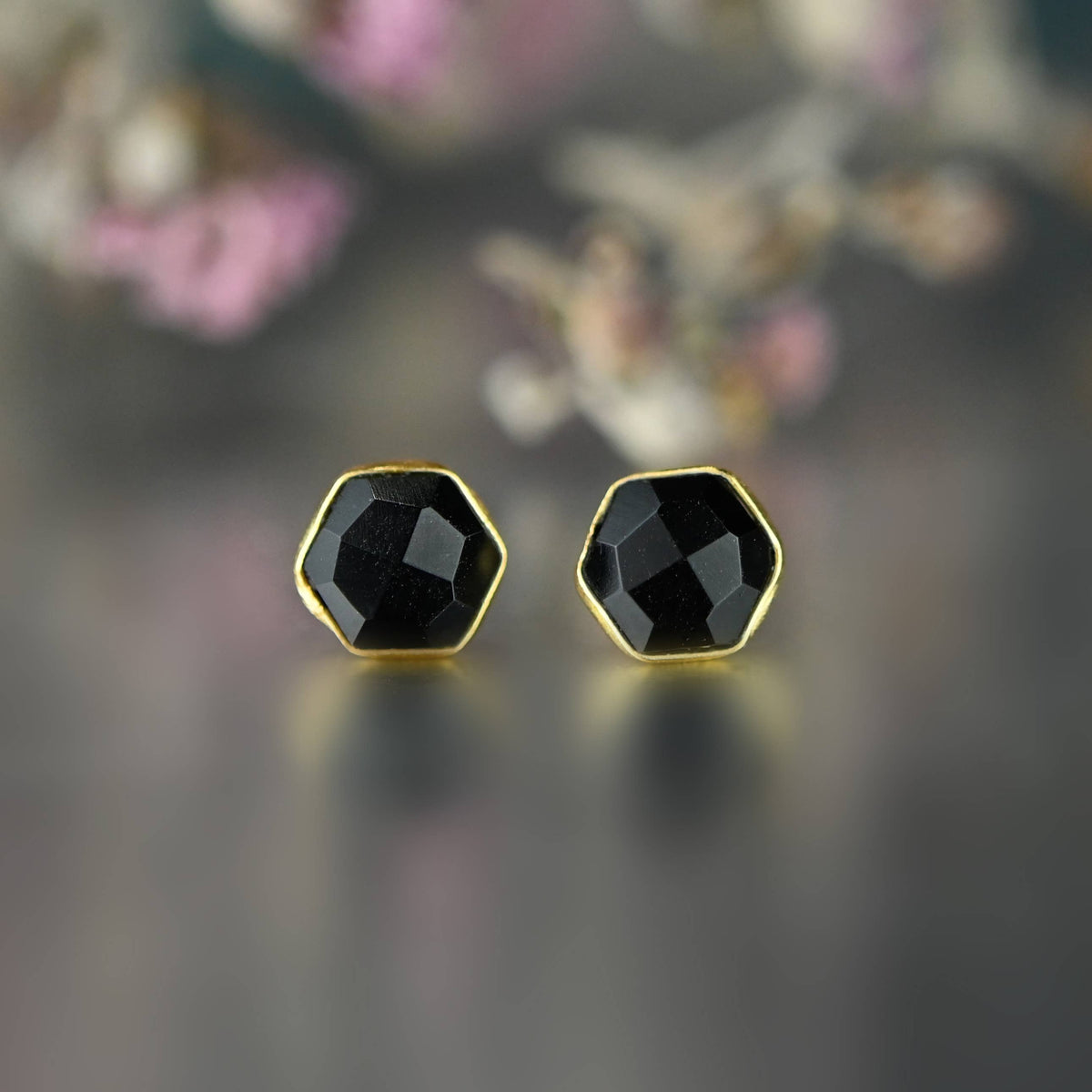 Hexagon Gemstone Studs: Pyrite | KBD Studio - view 15
