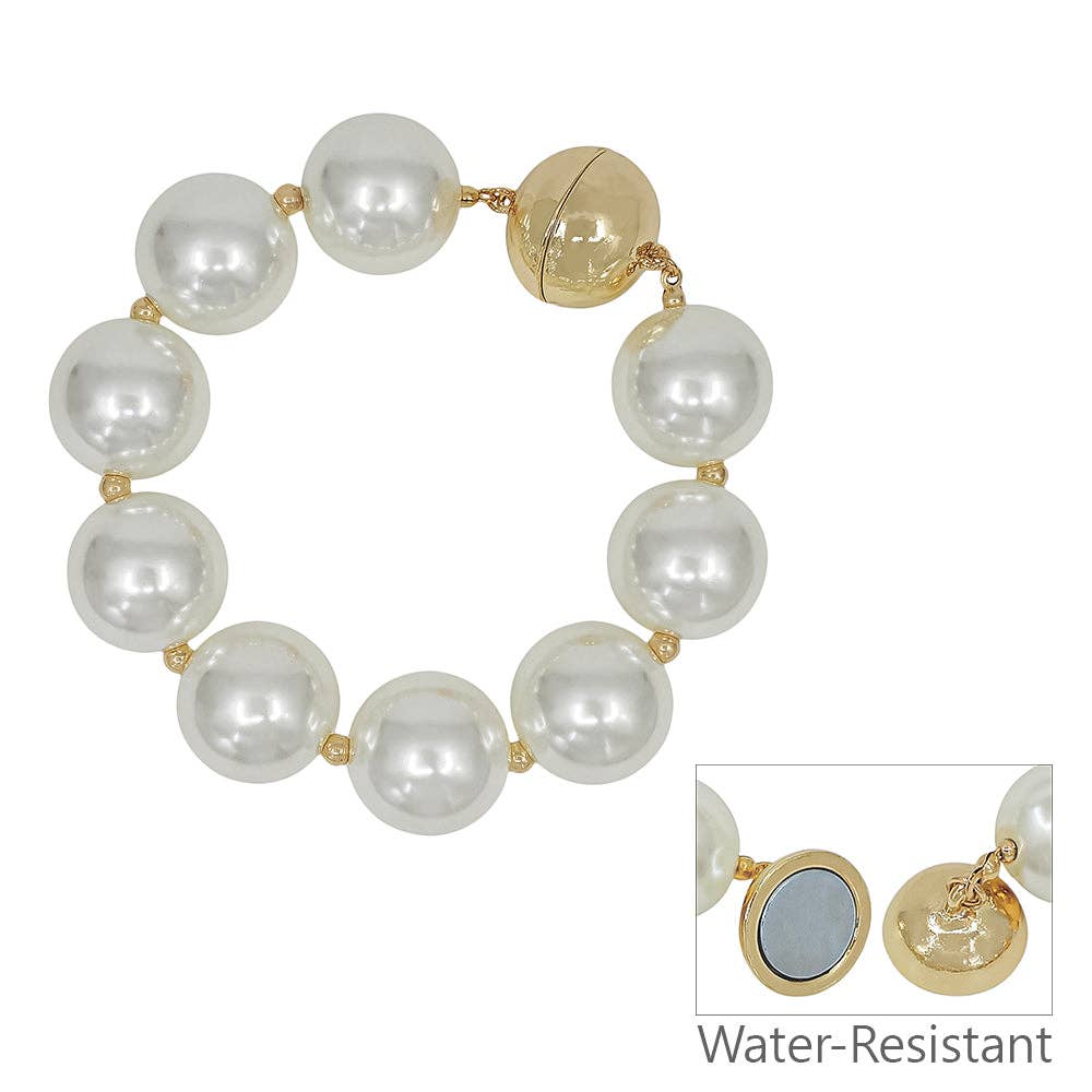 Pearl with Gold Magnetic Clasp Bracelet