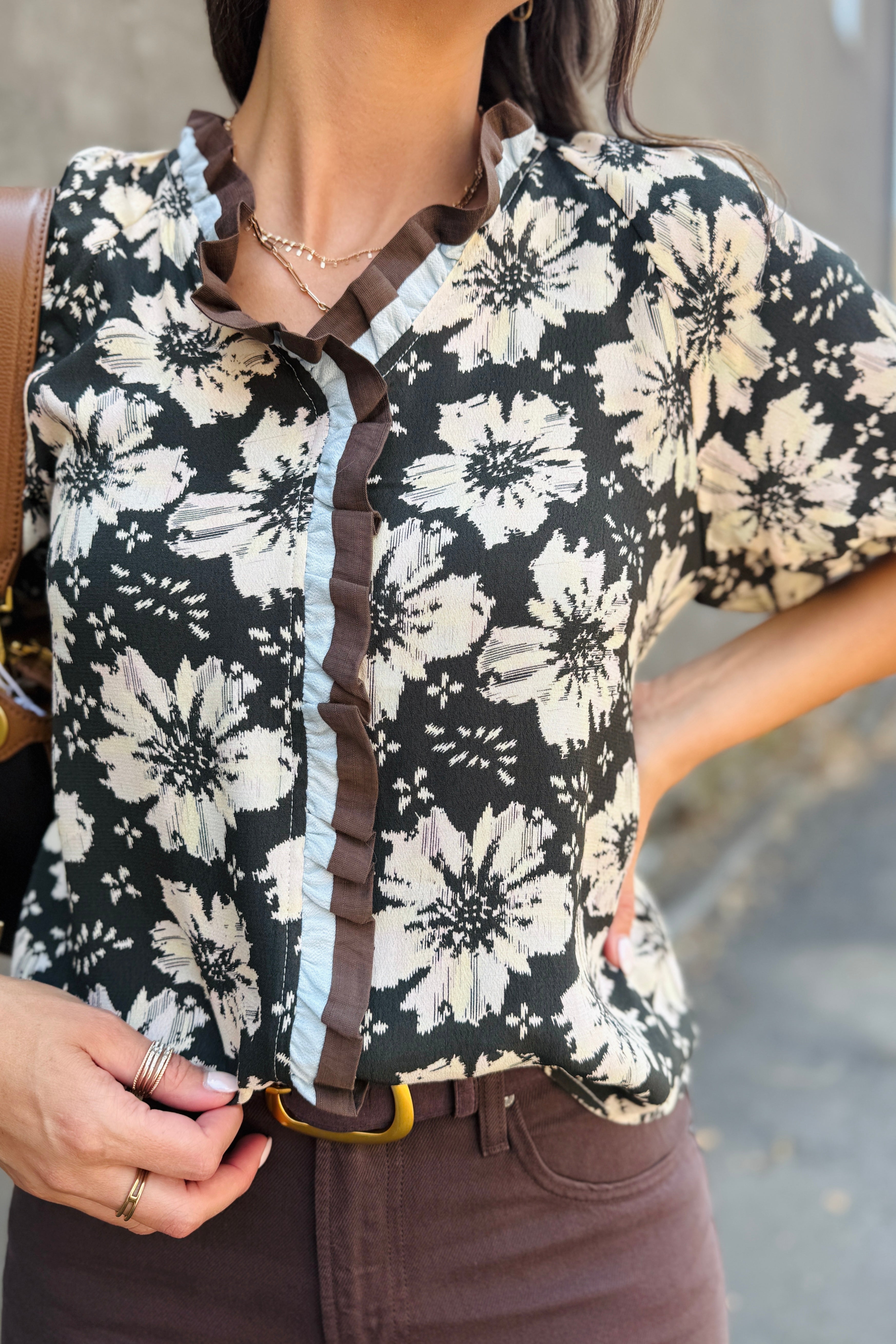 Puff Sleeve Floral Print Top