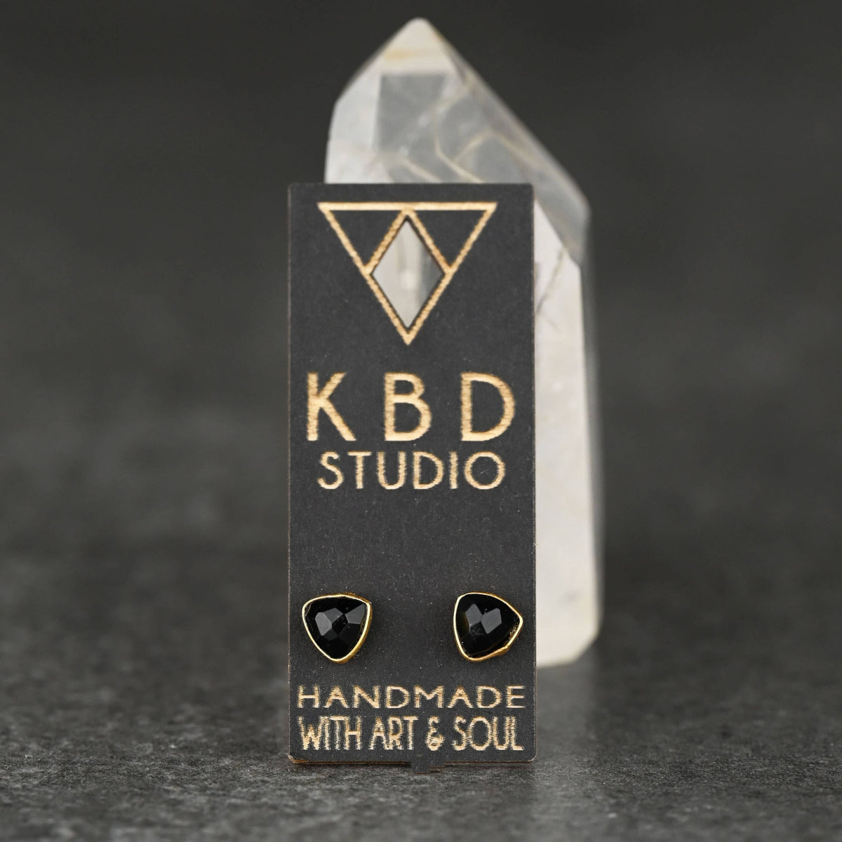 Triangle Gemstone Studs (5mm): Crystal Quartz | KBD Studio - view 7
