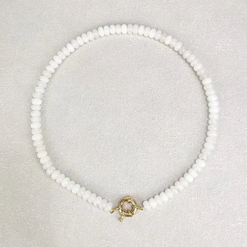 Bead Natural Stone Necklace – White | Arktana