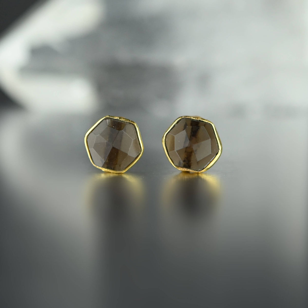 Hexagon Gemstone Studs: Peach | KBD Studio - view 13
