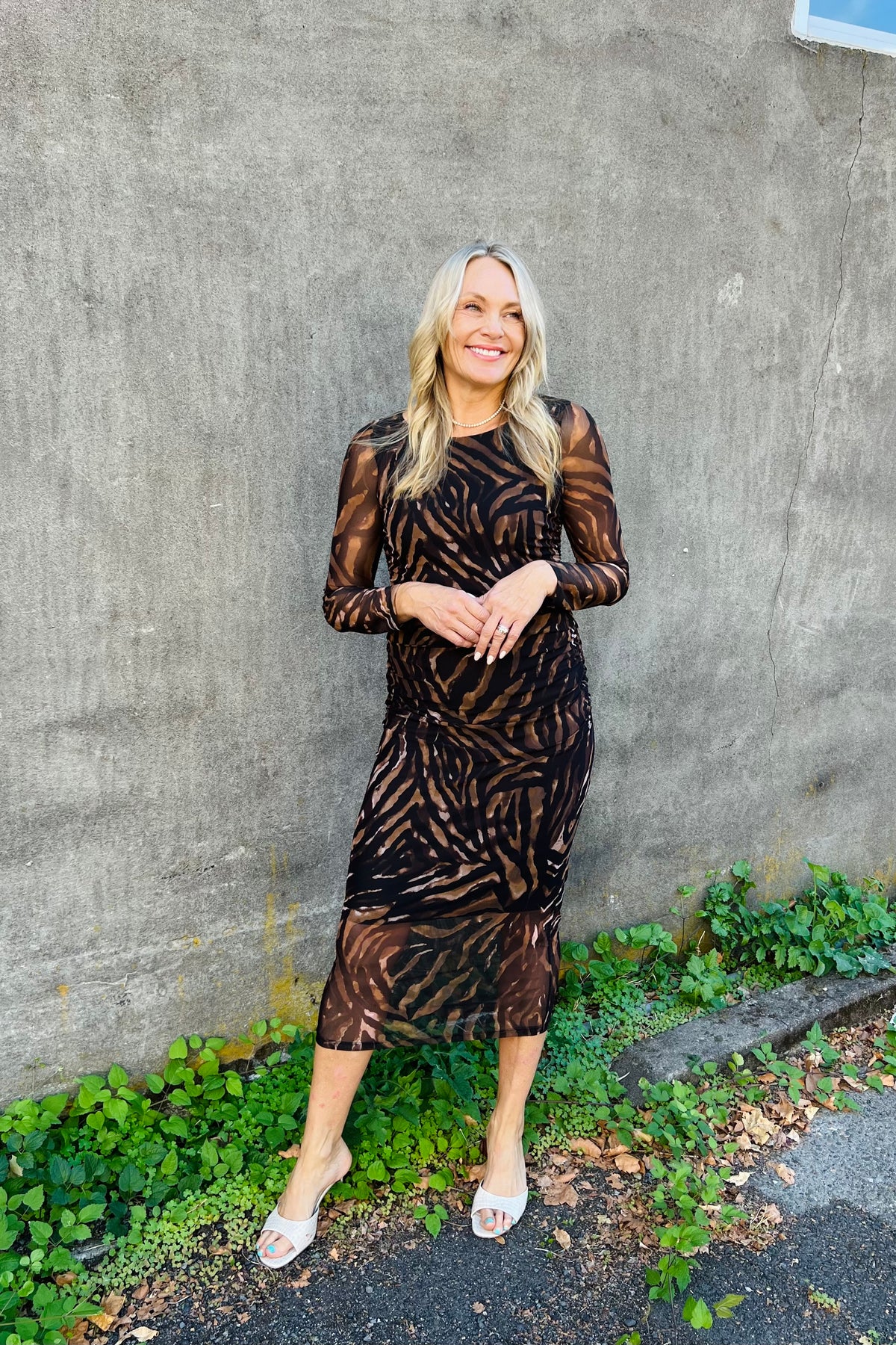 Animal Print Mesh Dress