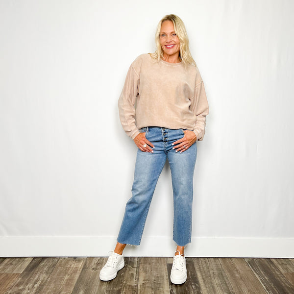 Basic Washed Thermal Vintage Pullover