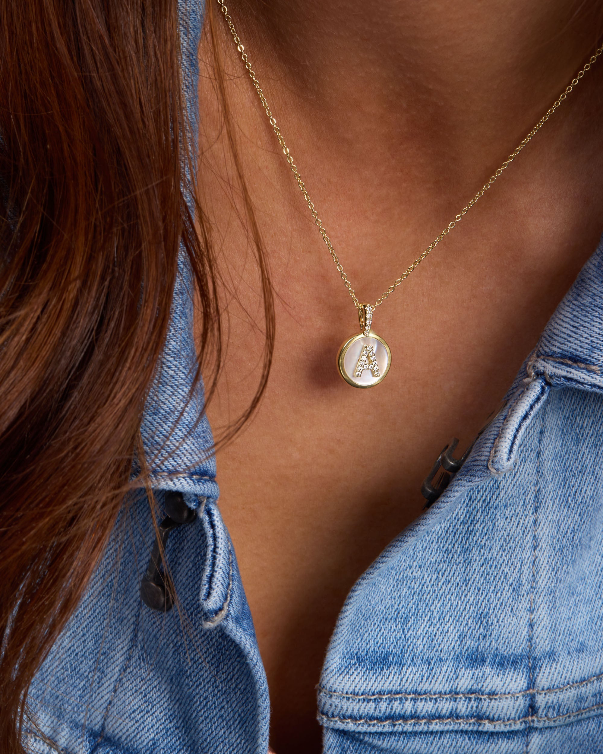 Baby Love Letters Medallion Necklace - Letter N, Gold