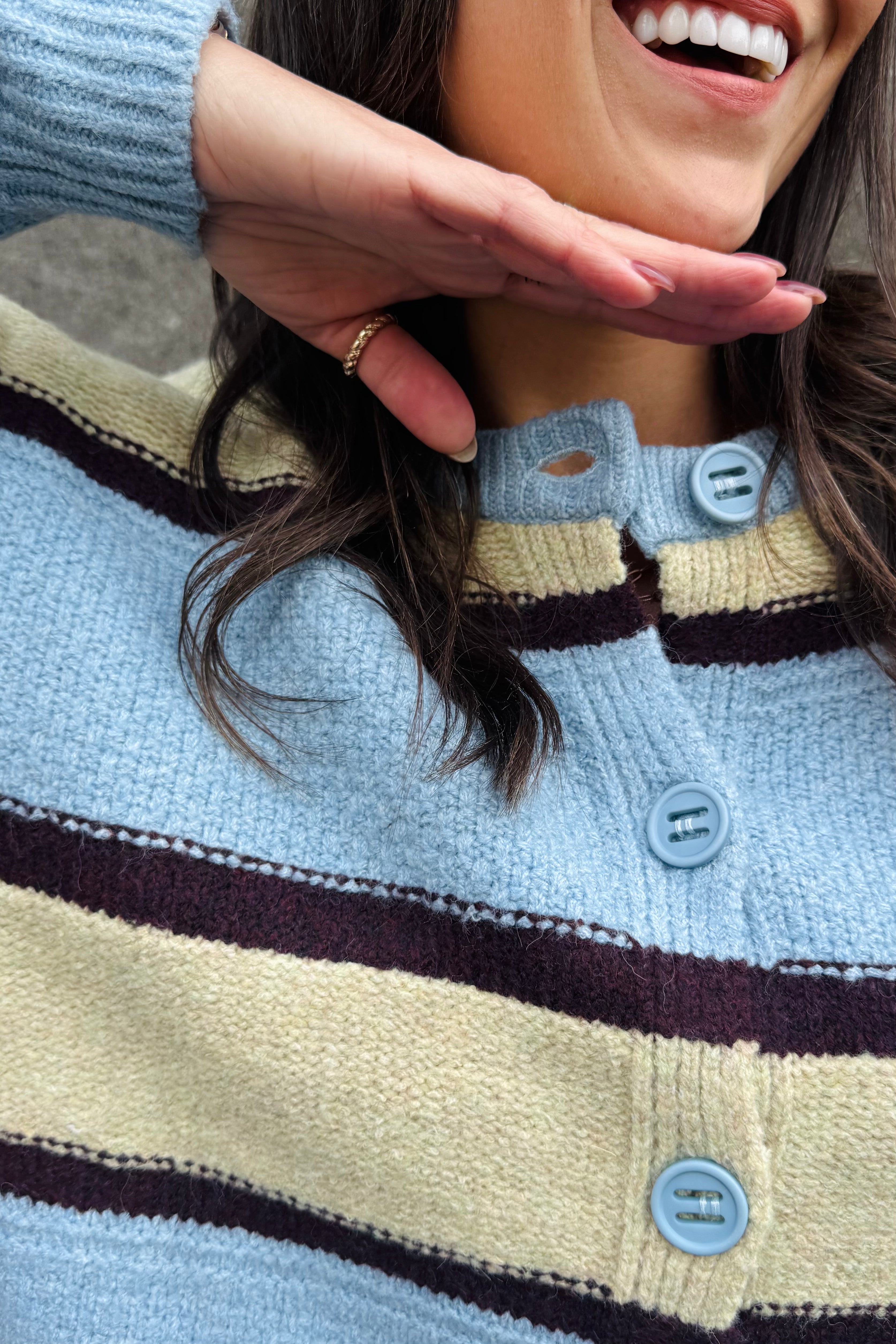 Big Blue Button Cardigan