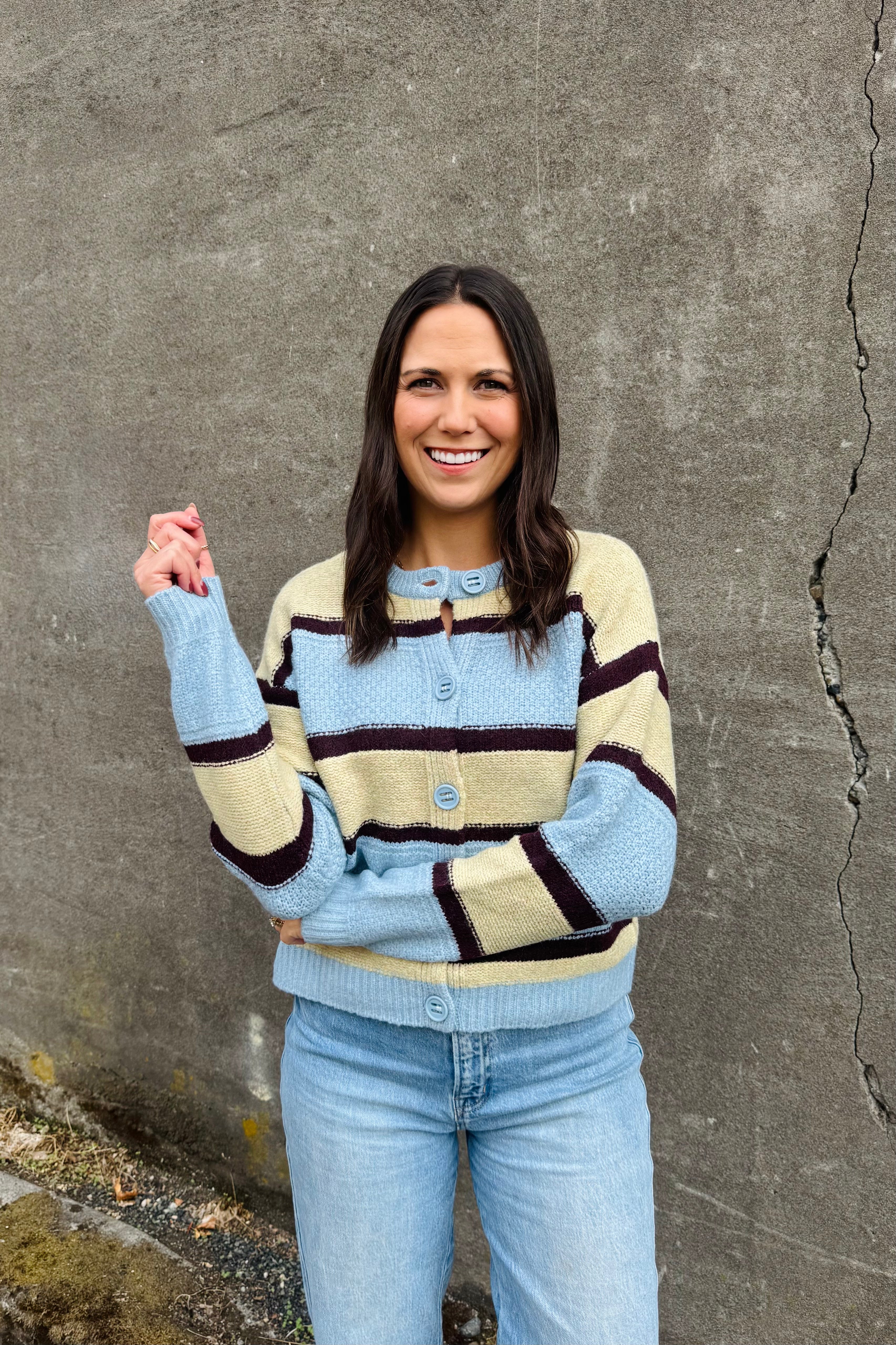 Big Blue Button Cardigan