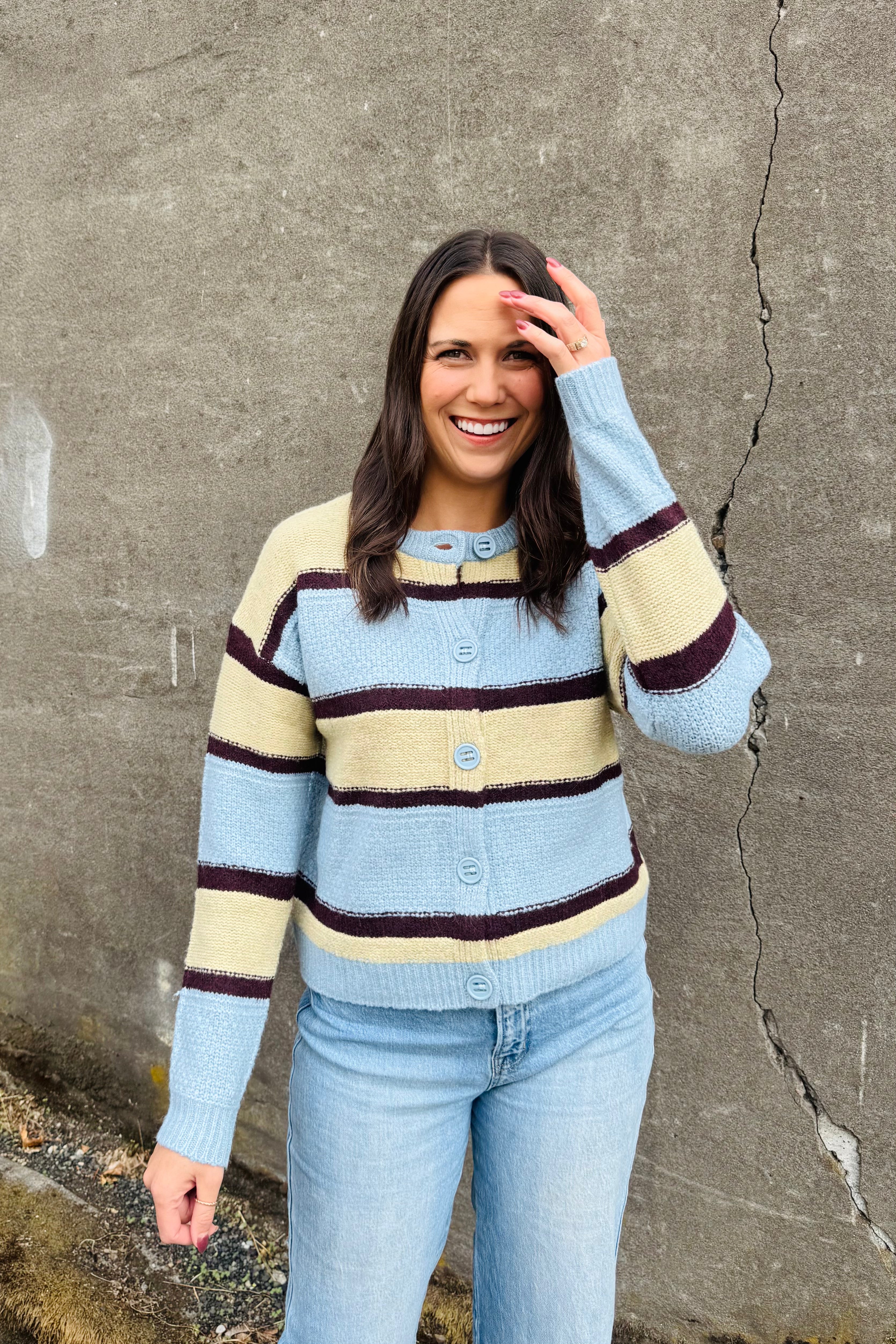 Big Blue Button Cardigan