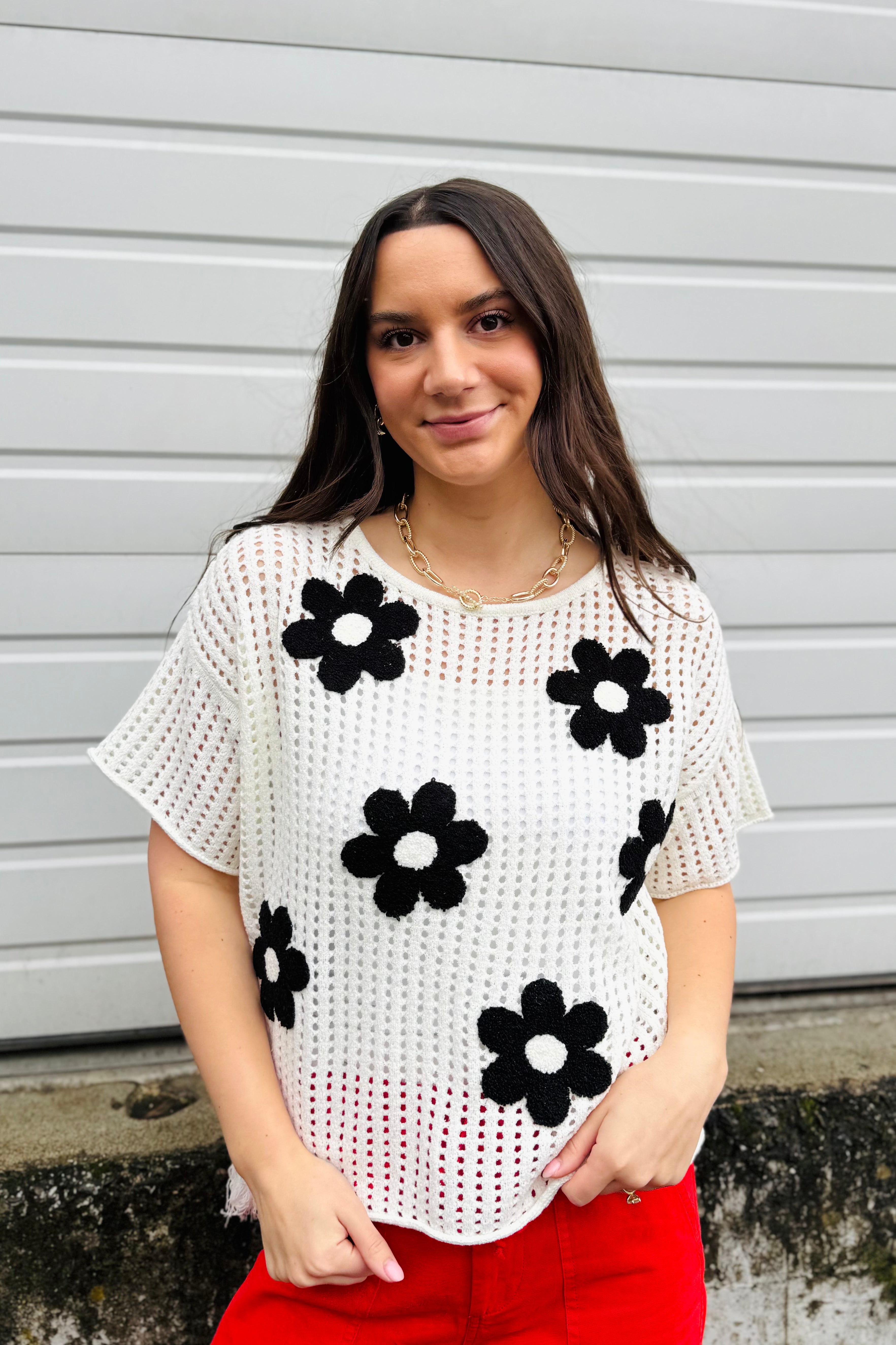 Black Flowers Sweater