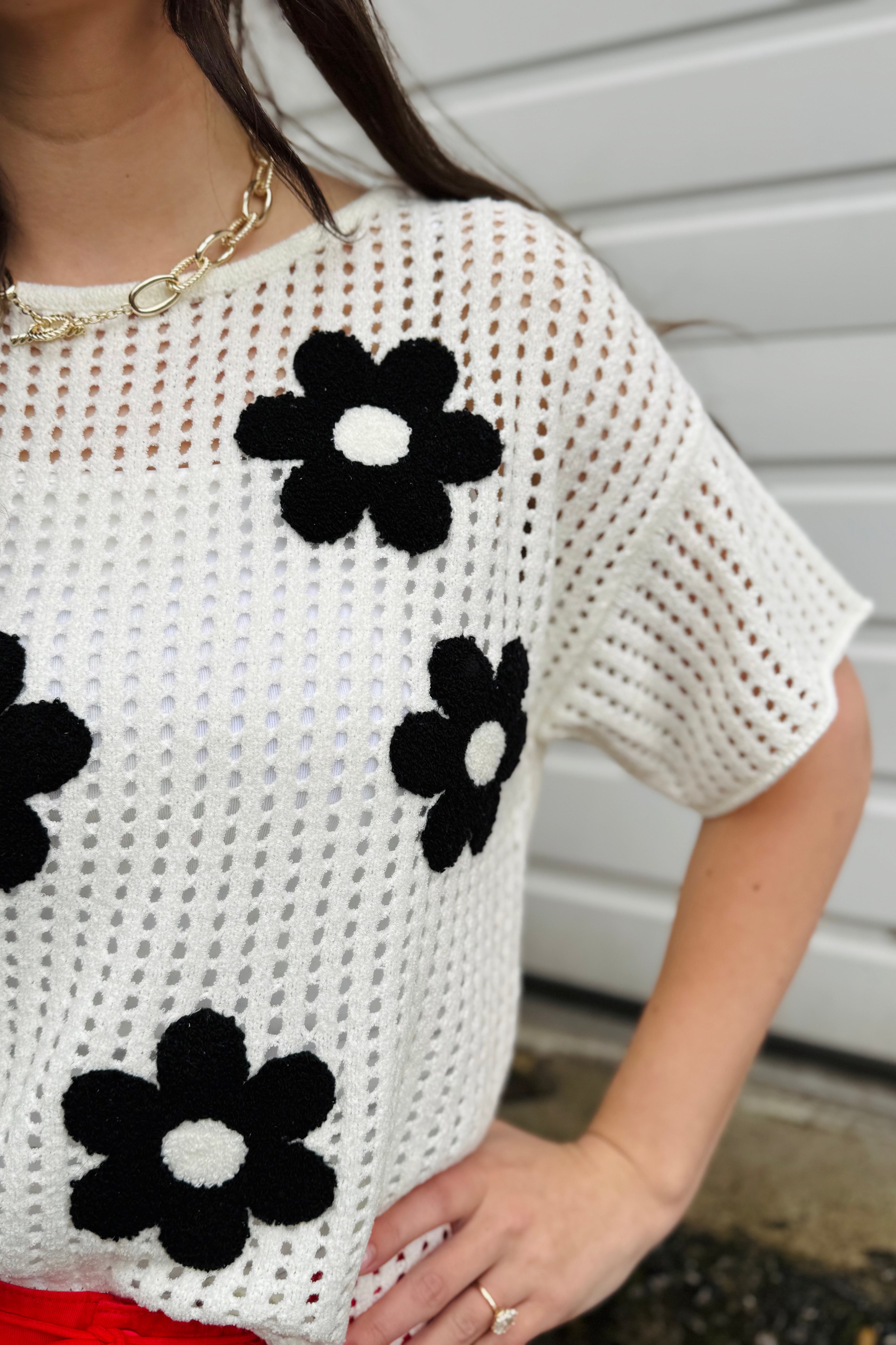 Black Flowers Sweater