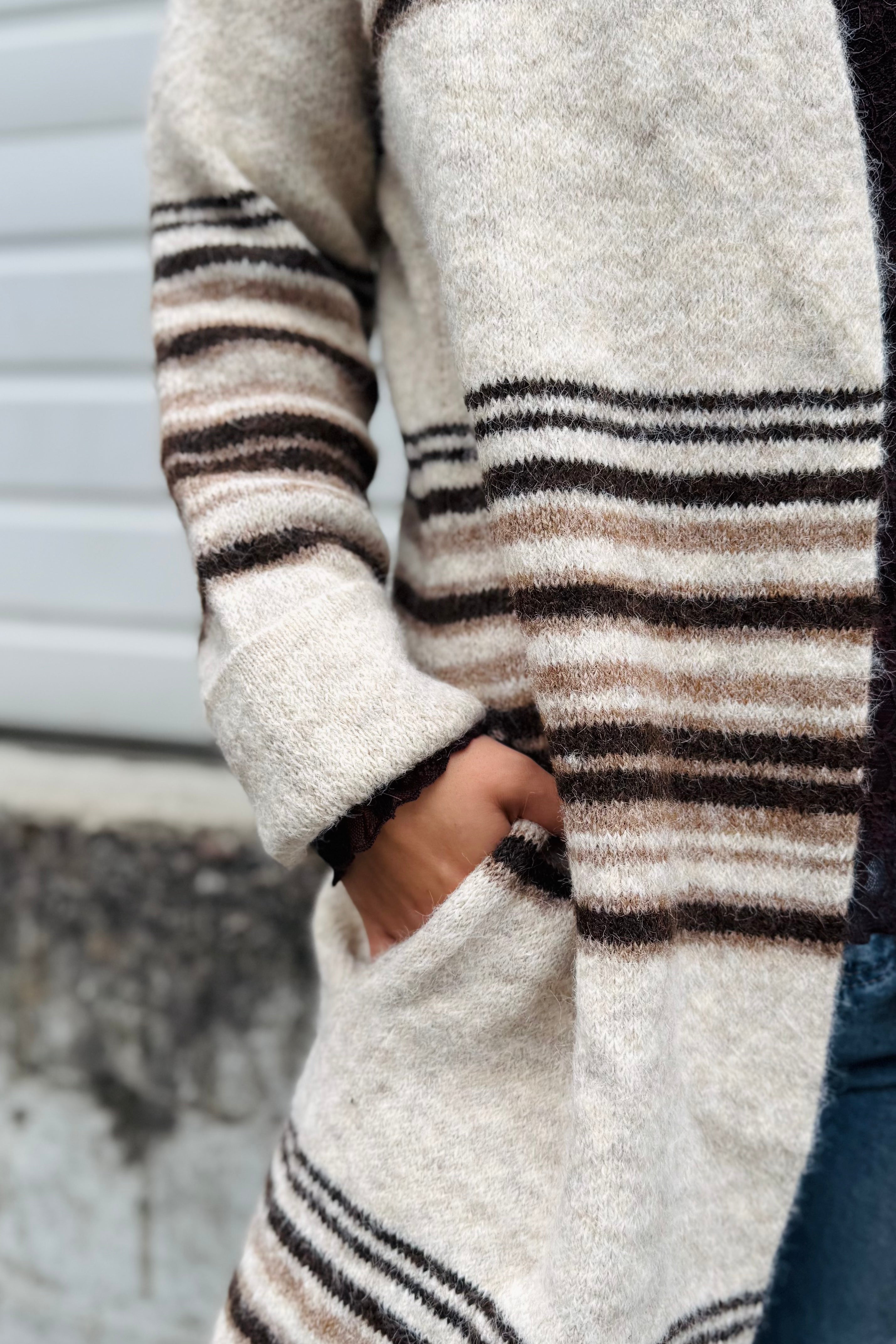 Brown Stripe Long Cardi