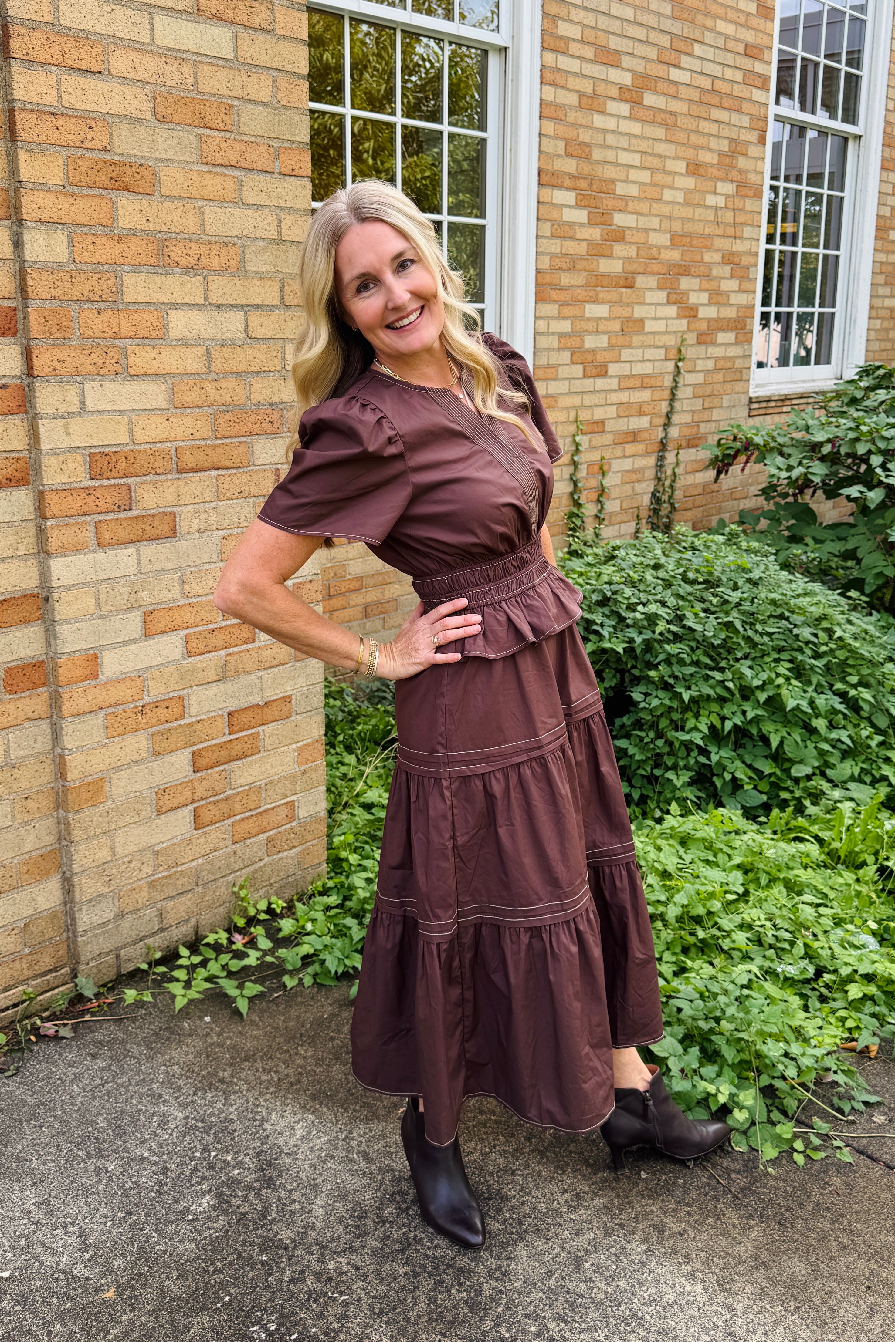 Brown Tiered Dress