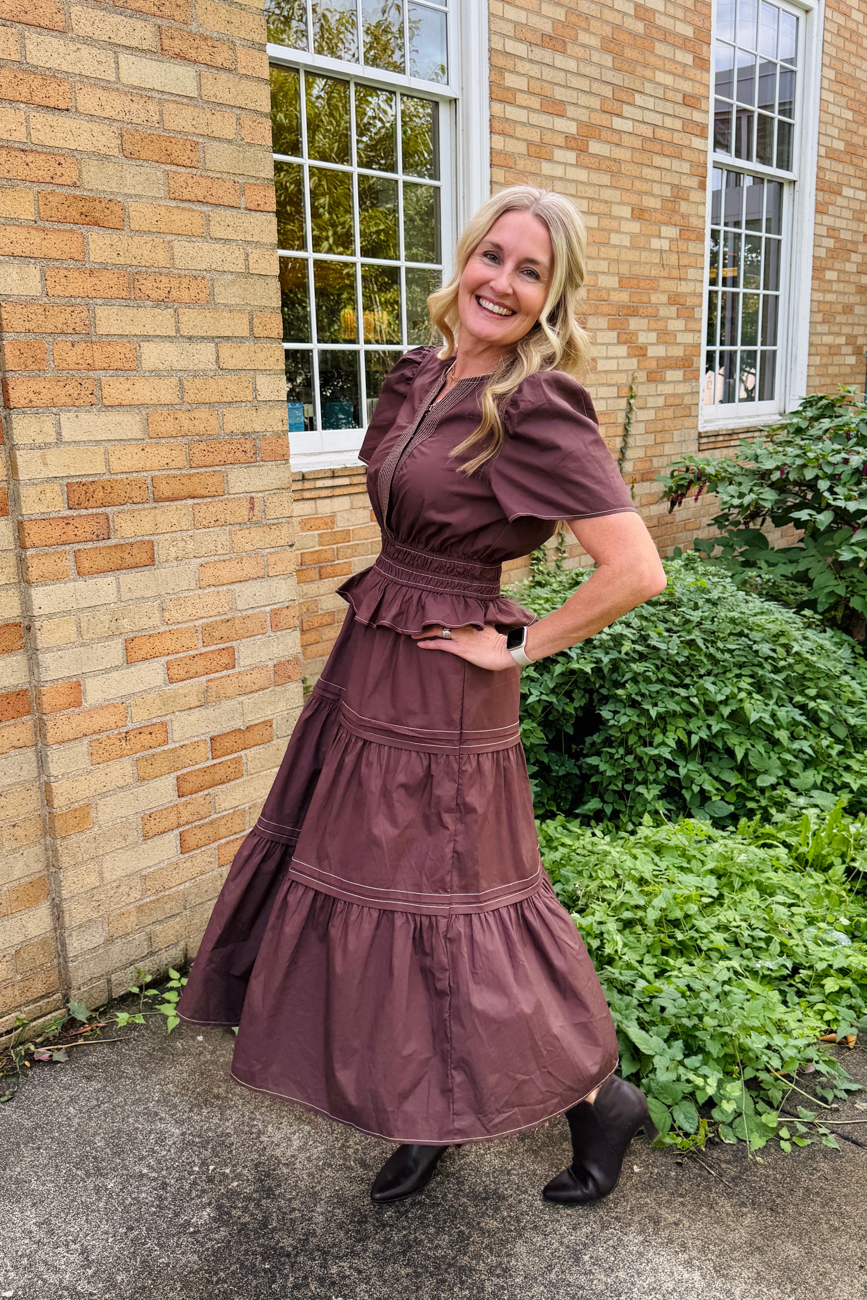 Brown Tiered Dress