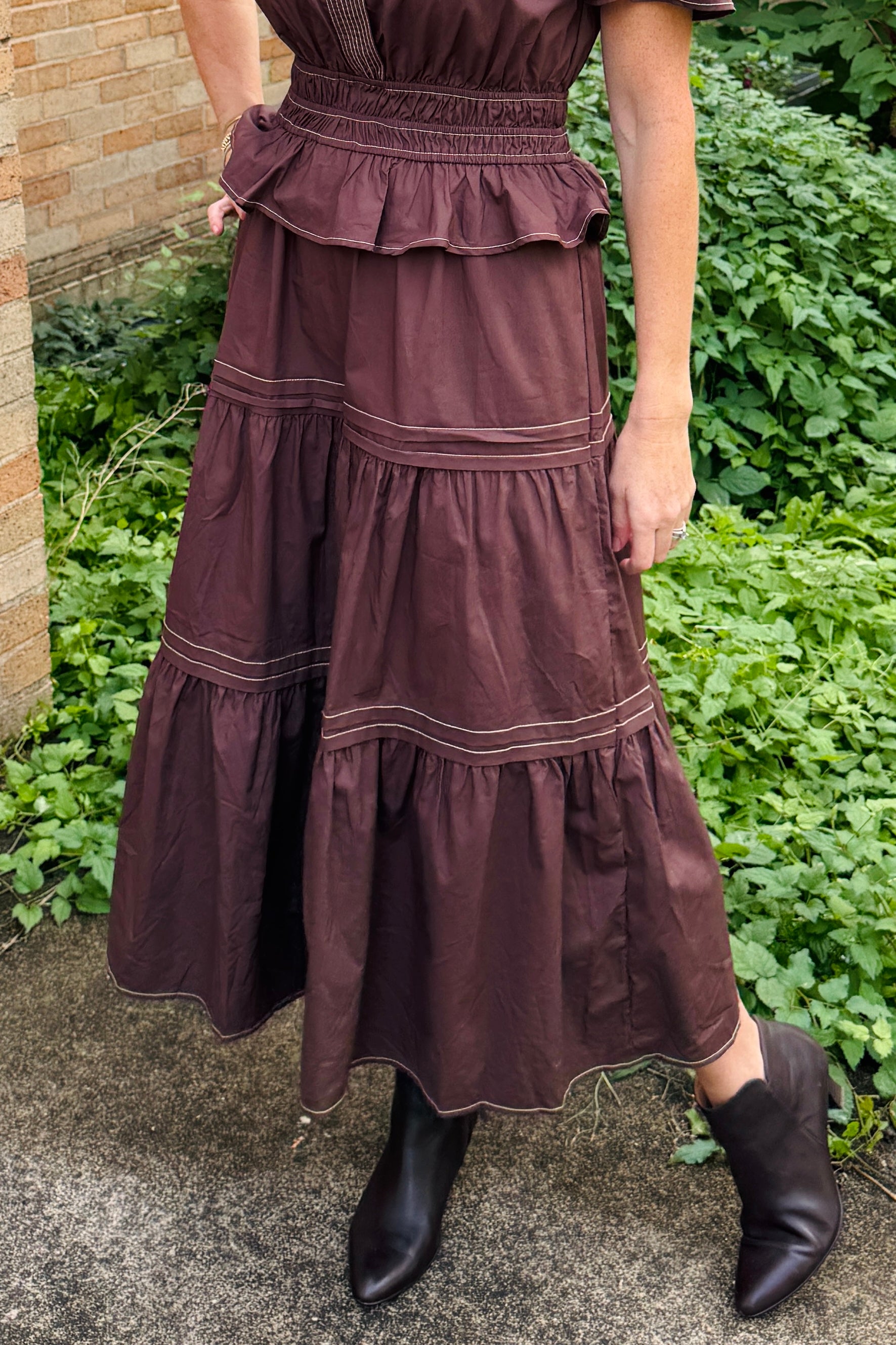 Brown Tiered Dress
