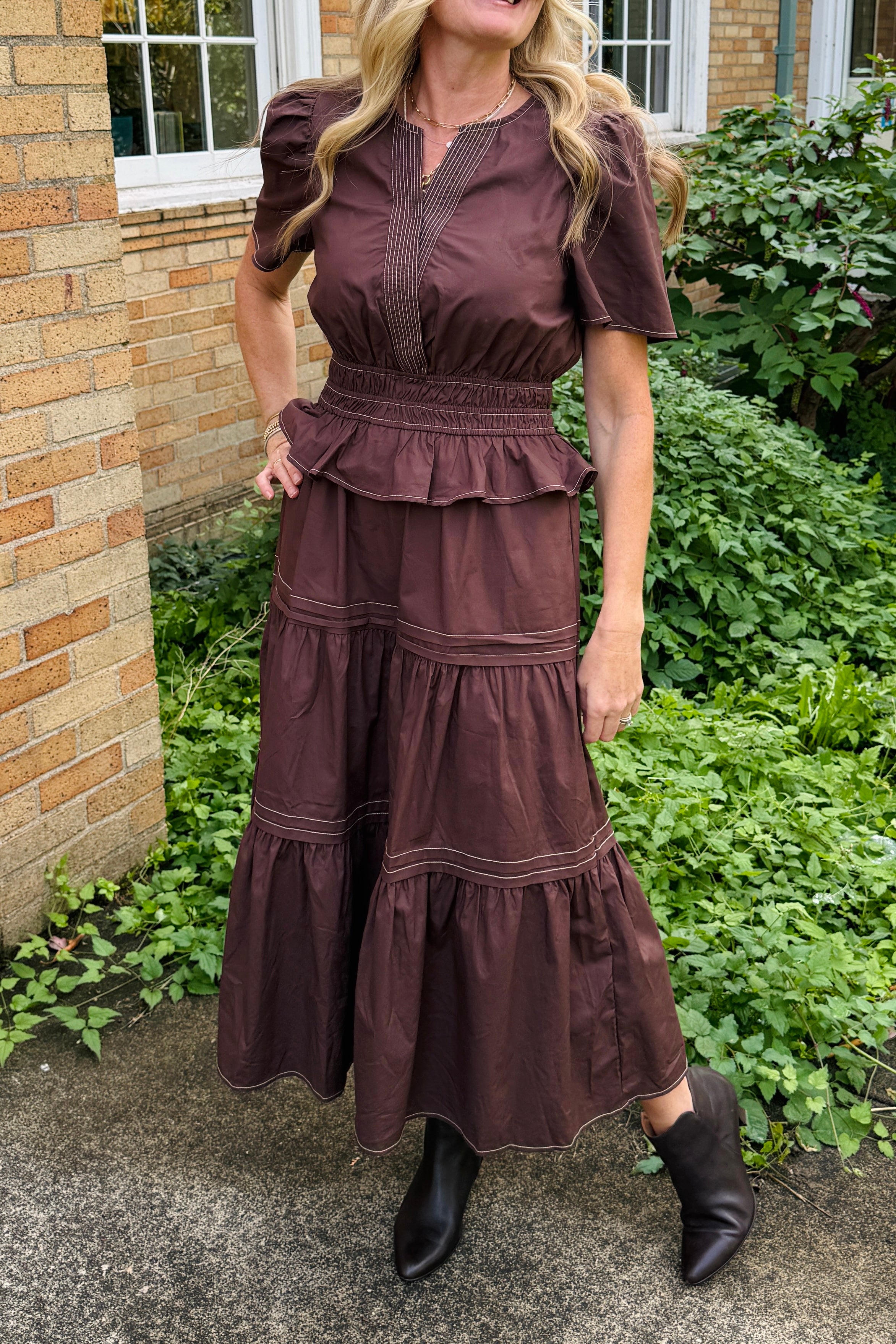 Brown Tiered Dress