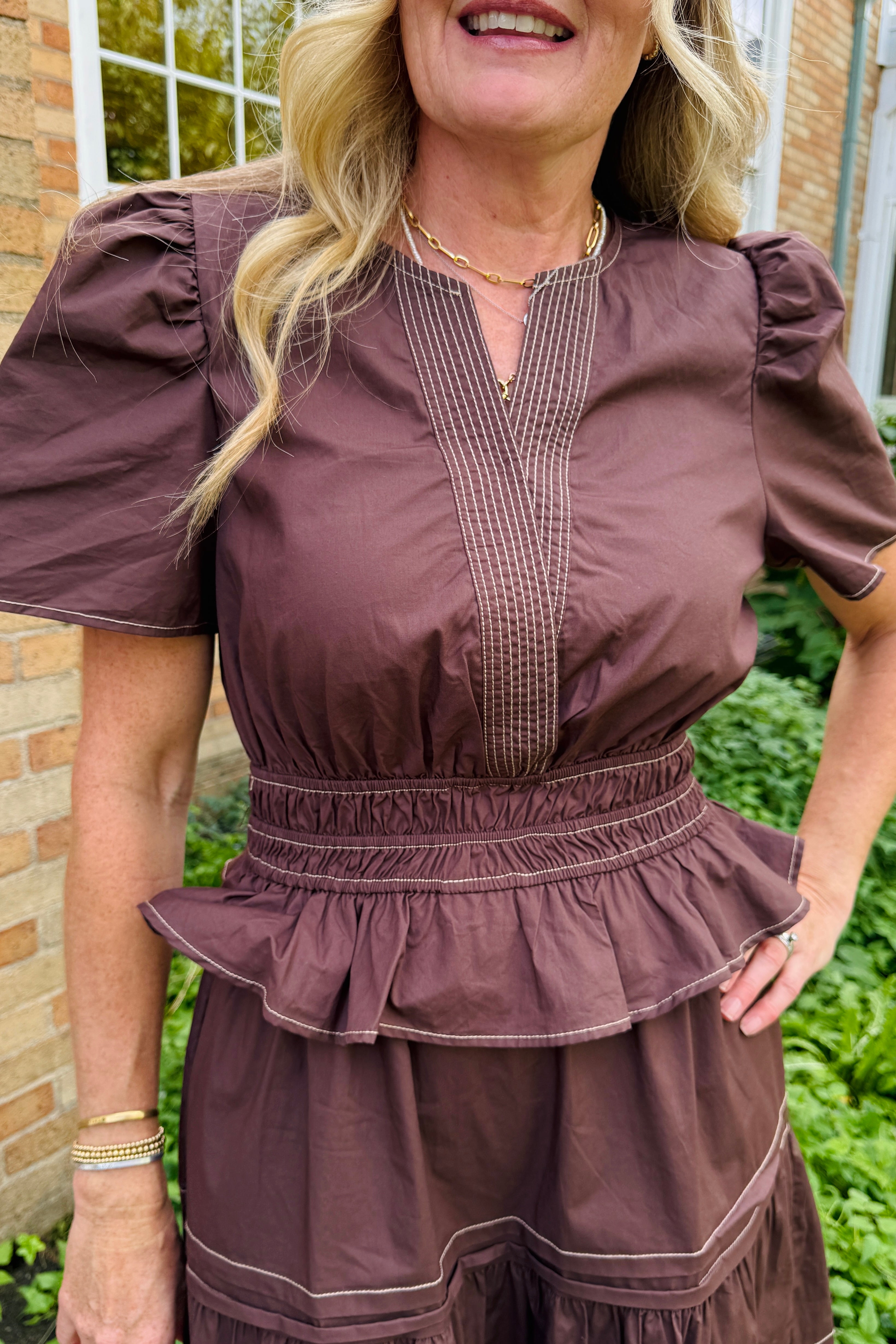Brown Tiered Dress