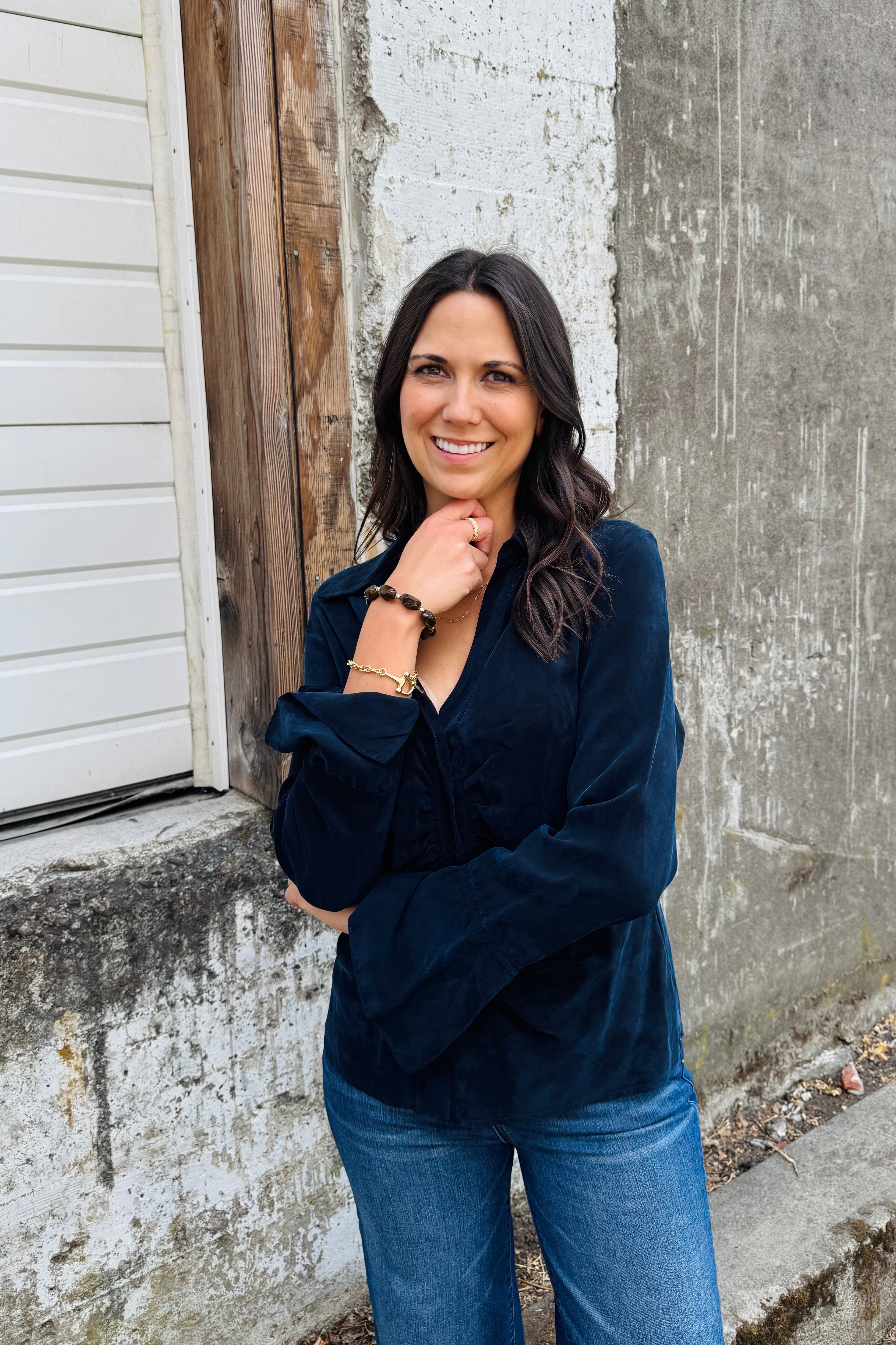 Button Down Shirred Top