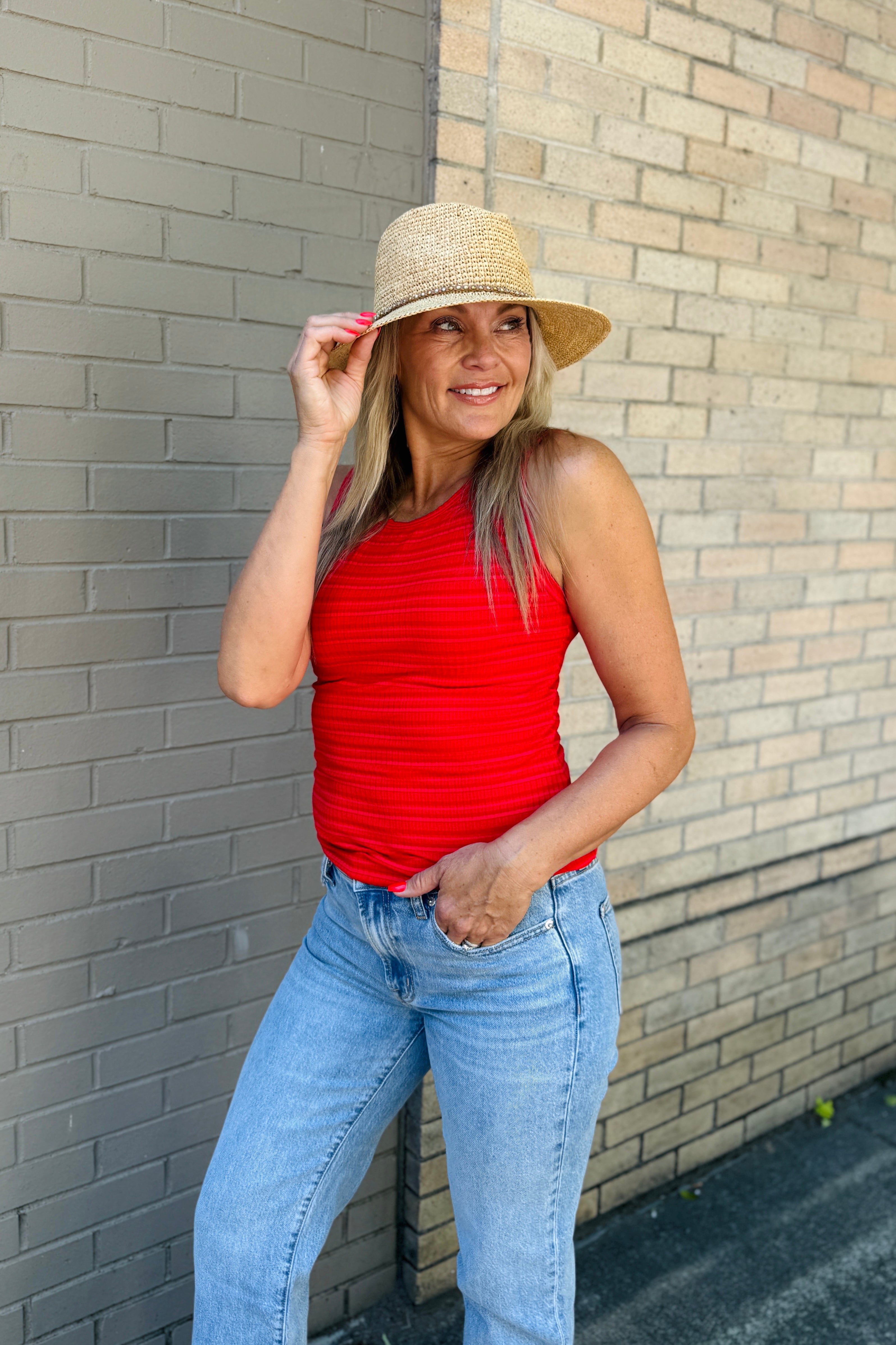 Carolie Ribbed Tank-Samba