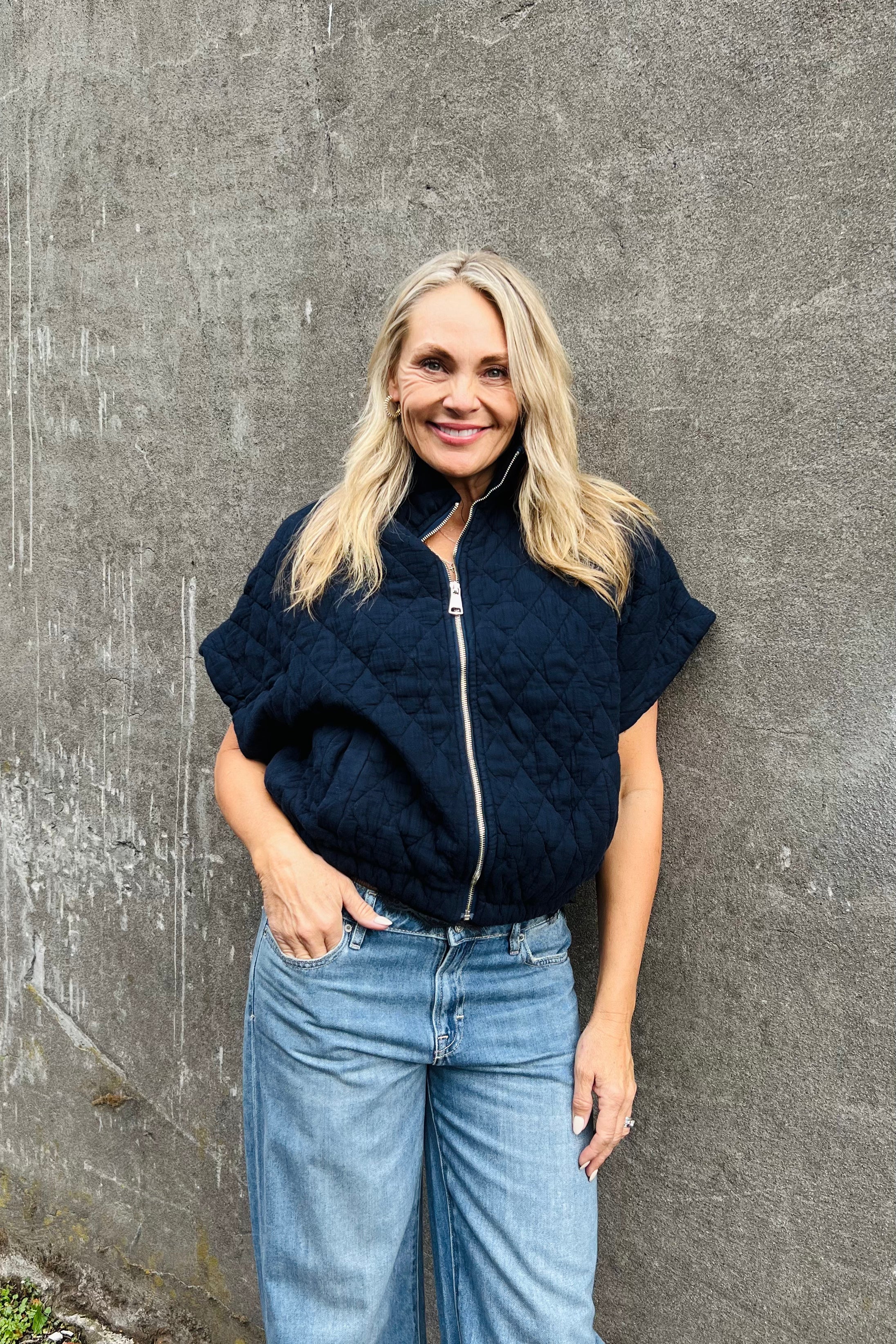 Charlston Quilted Bomber - Navy