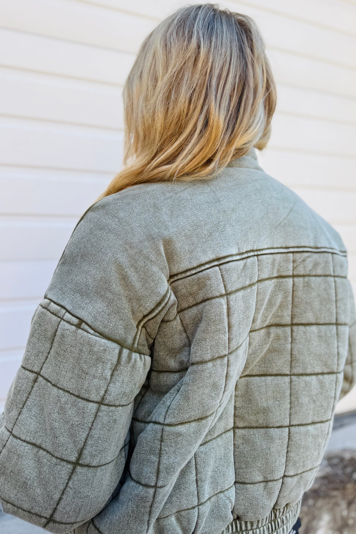 Chaser Quilted Long Sleeve Jacket in Olive