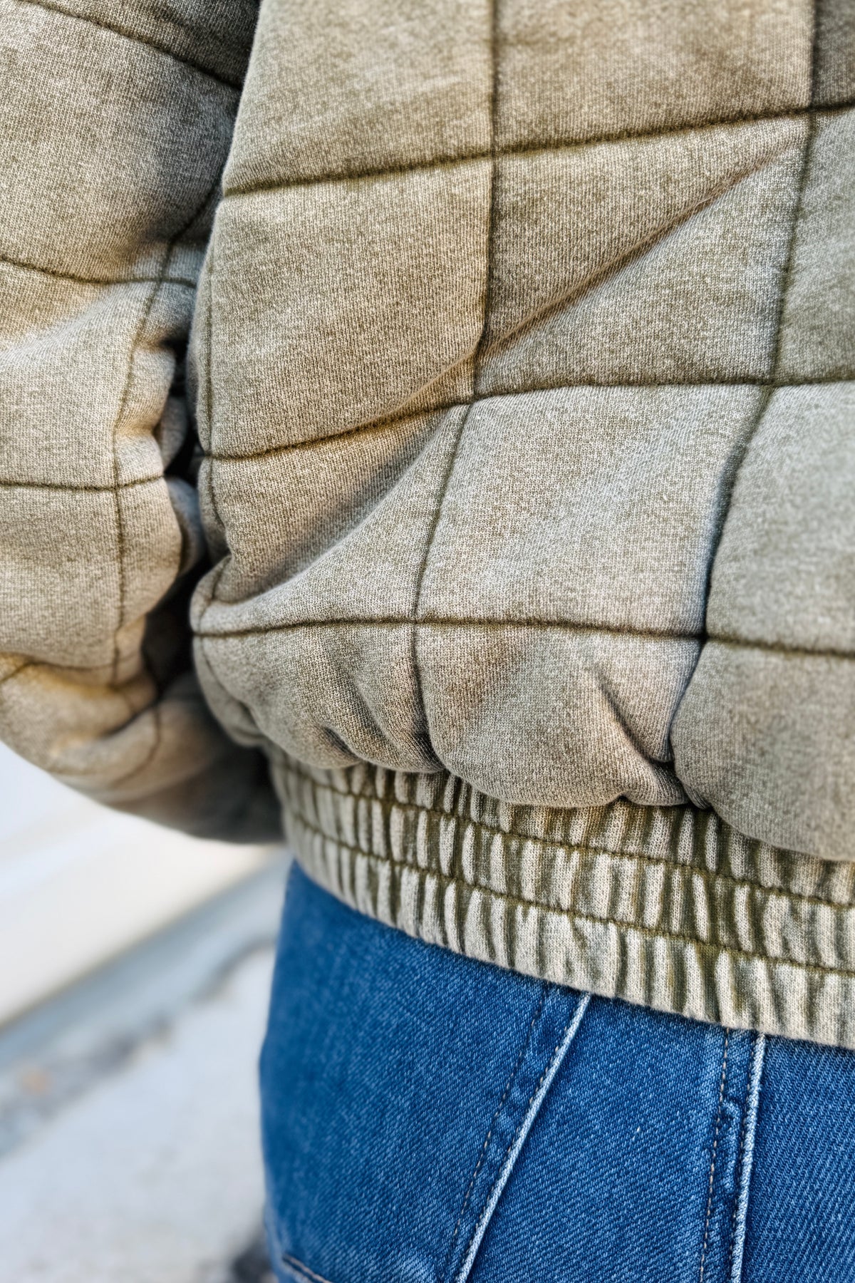 Chaser Quilted Long Sleeve Jacket in Olive