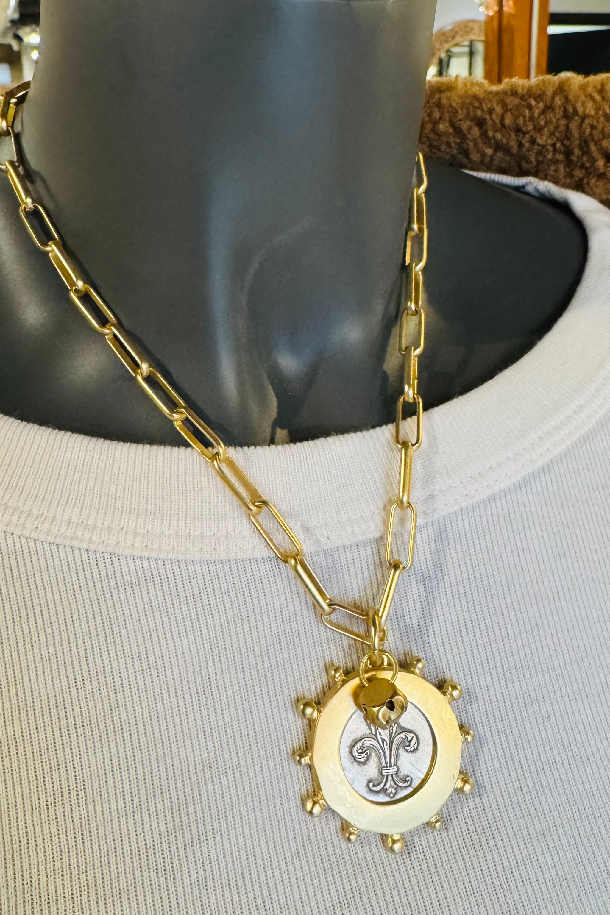 Coin Medallion Necklace: 18”