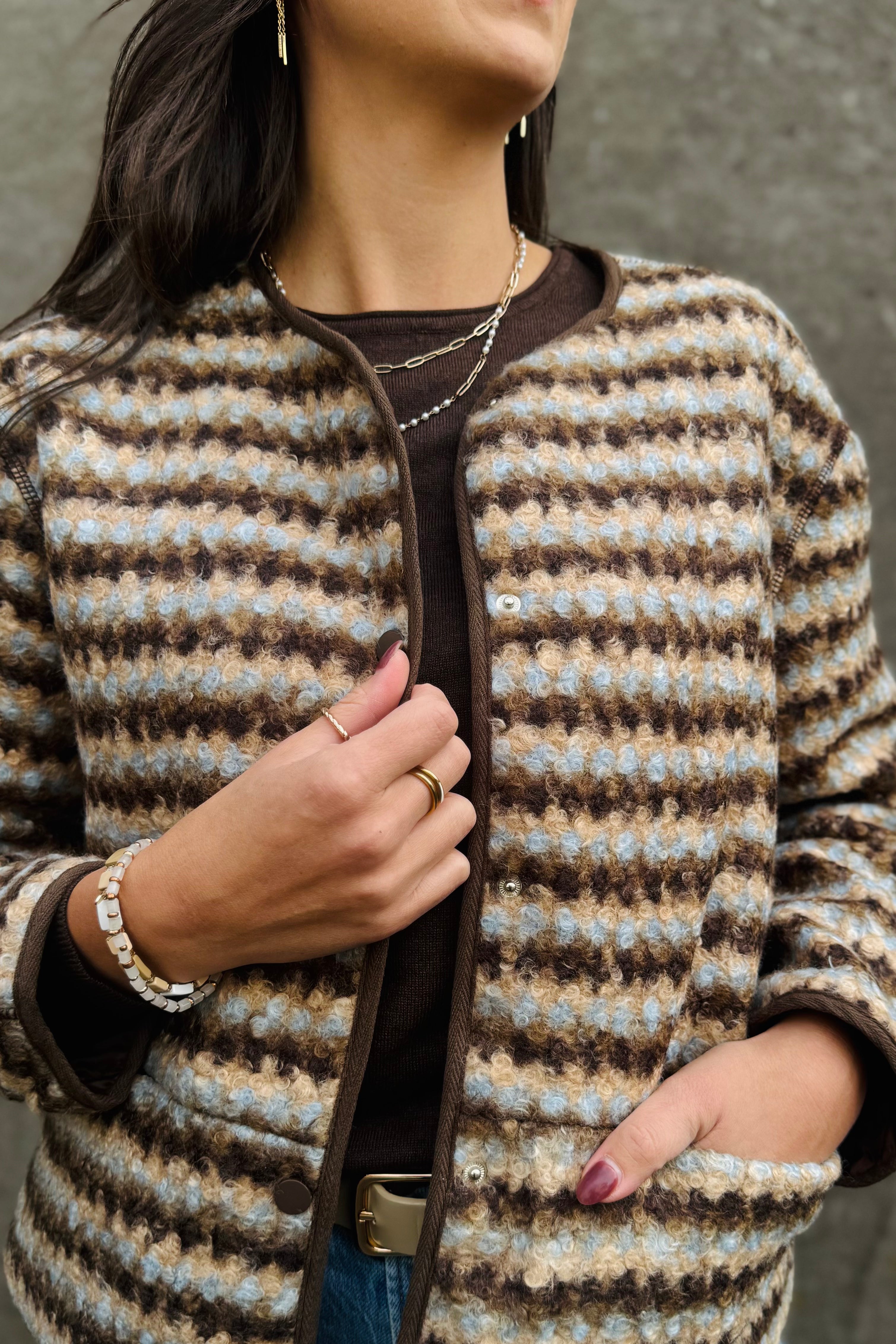 Collarless Cardigan
