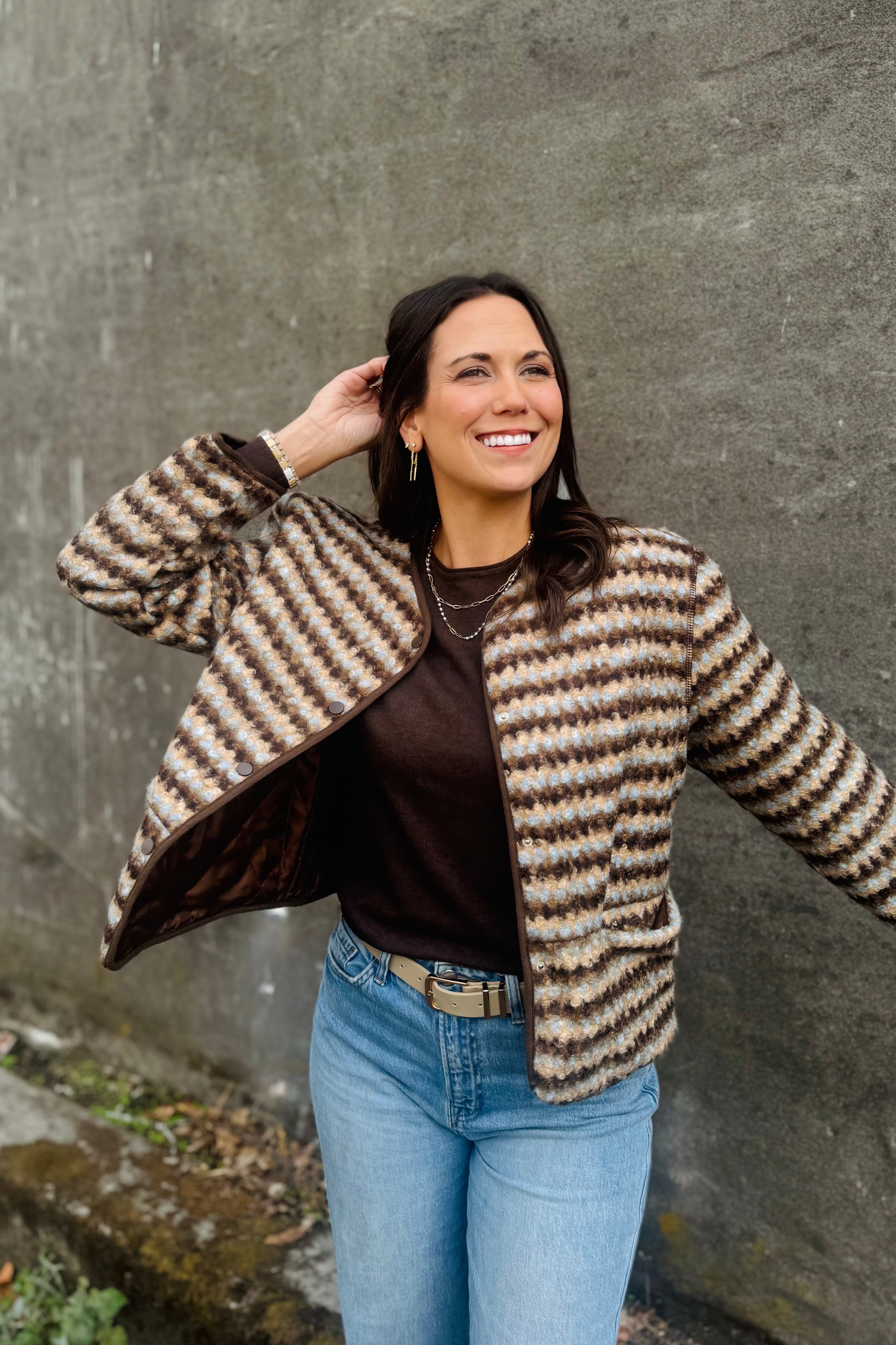 Collarless Cardigan
