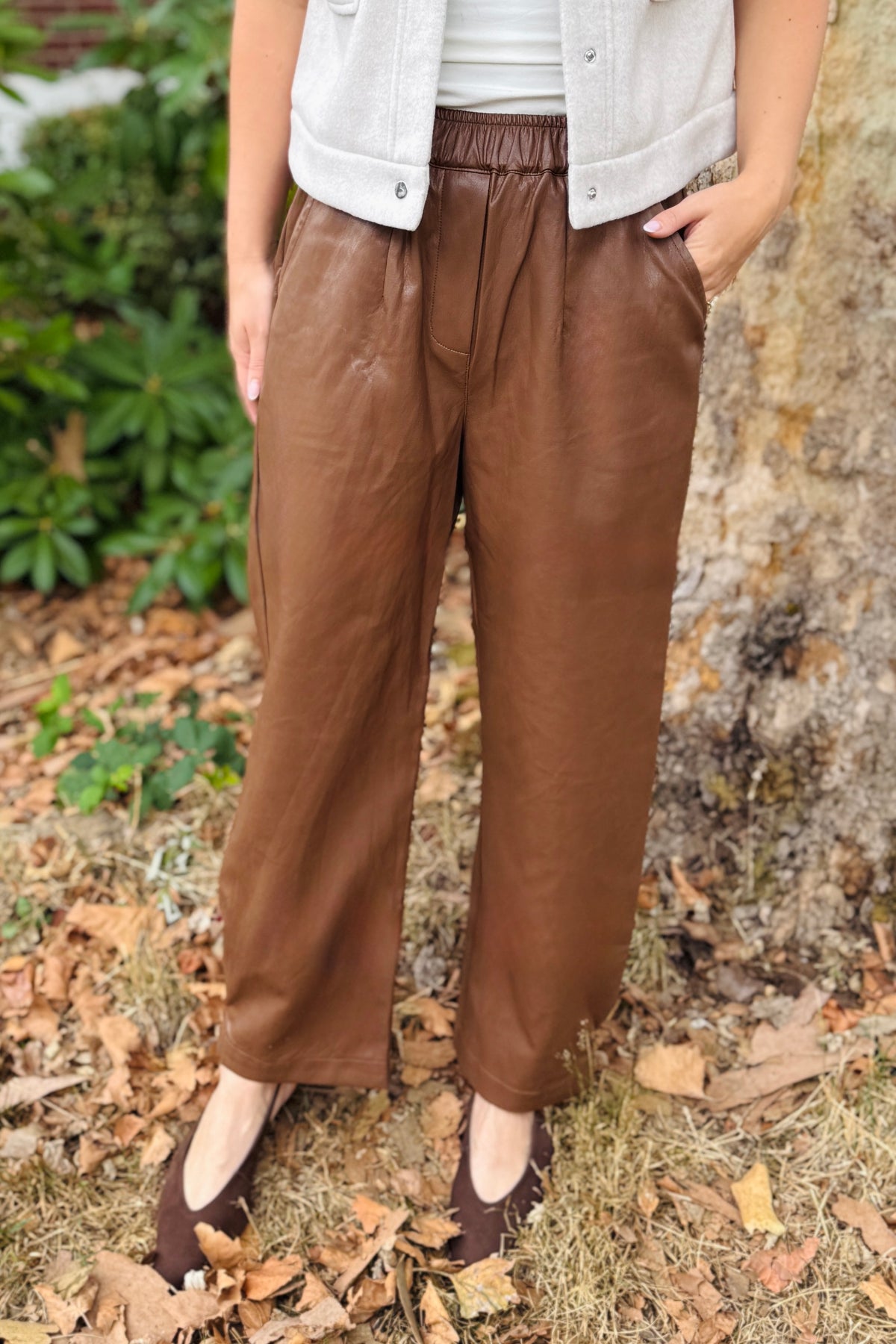 Faux Leather Barrel Leg Pant