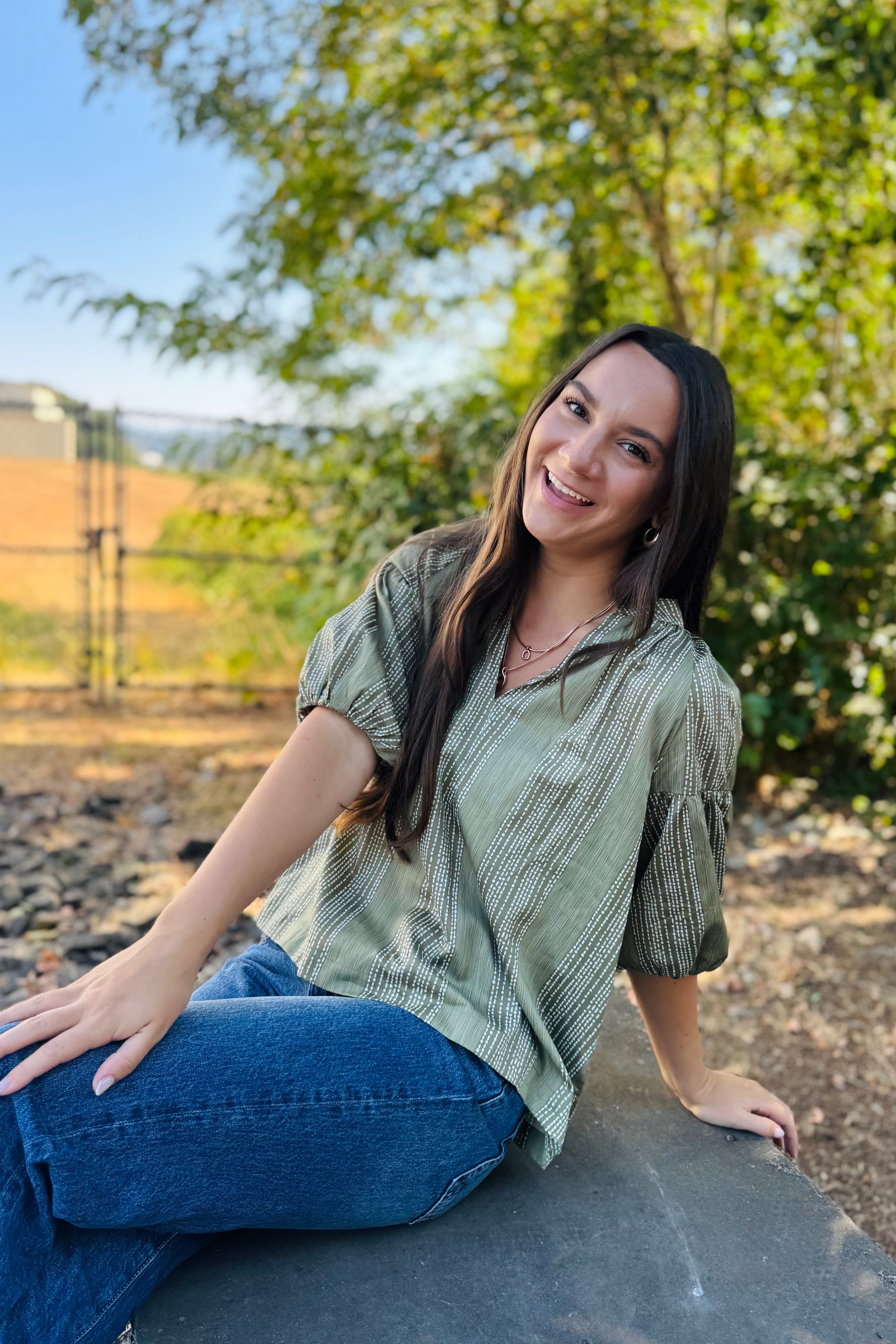 Dot Pattern Flowy Top