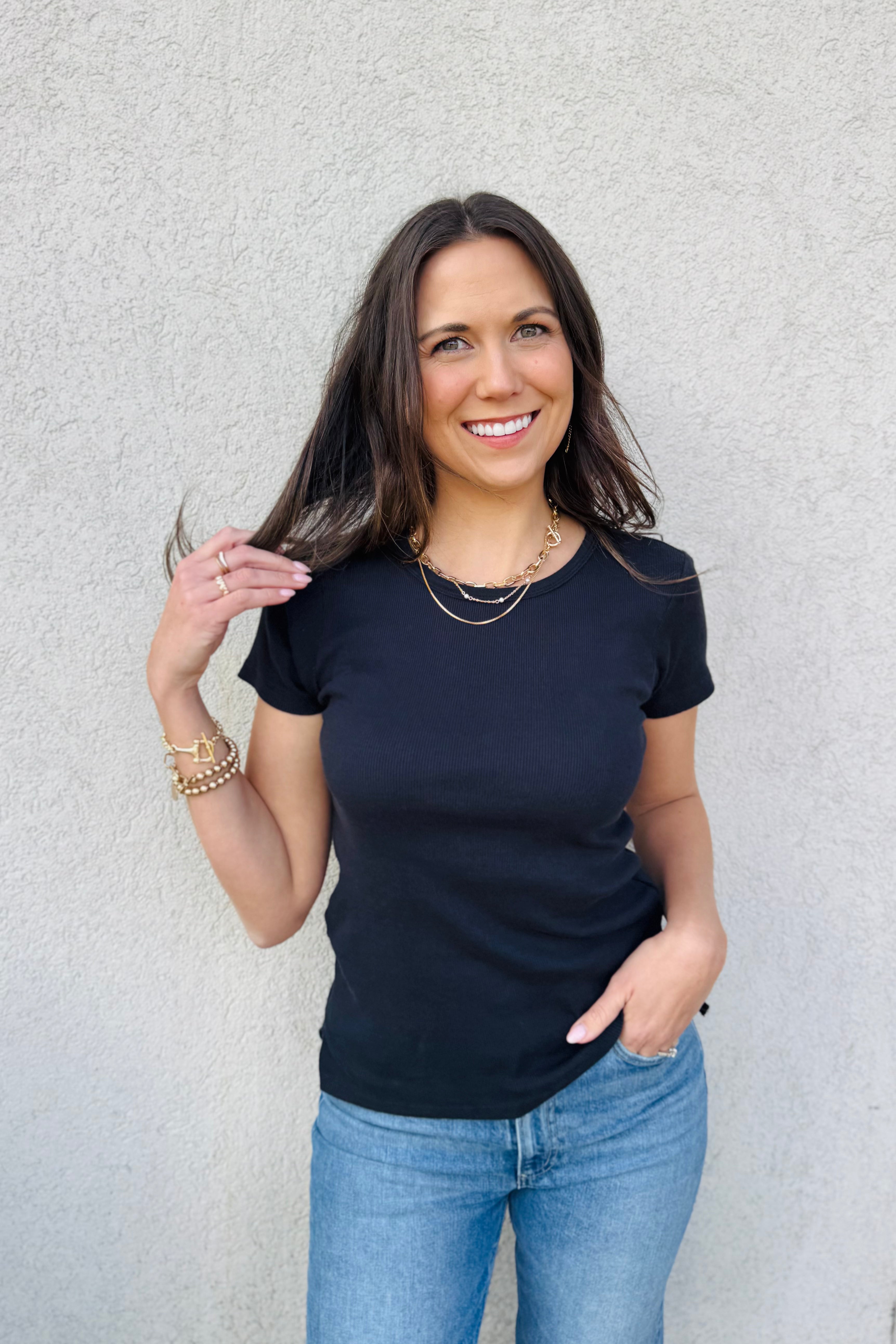 Rowan Rib Tee-Washed Black