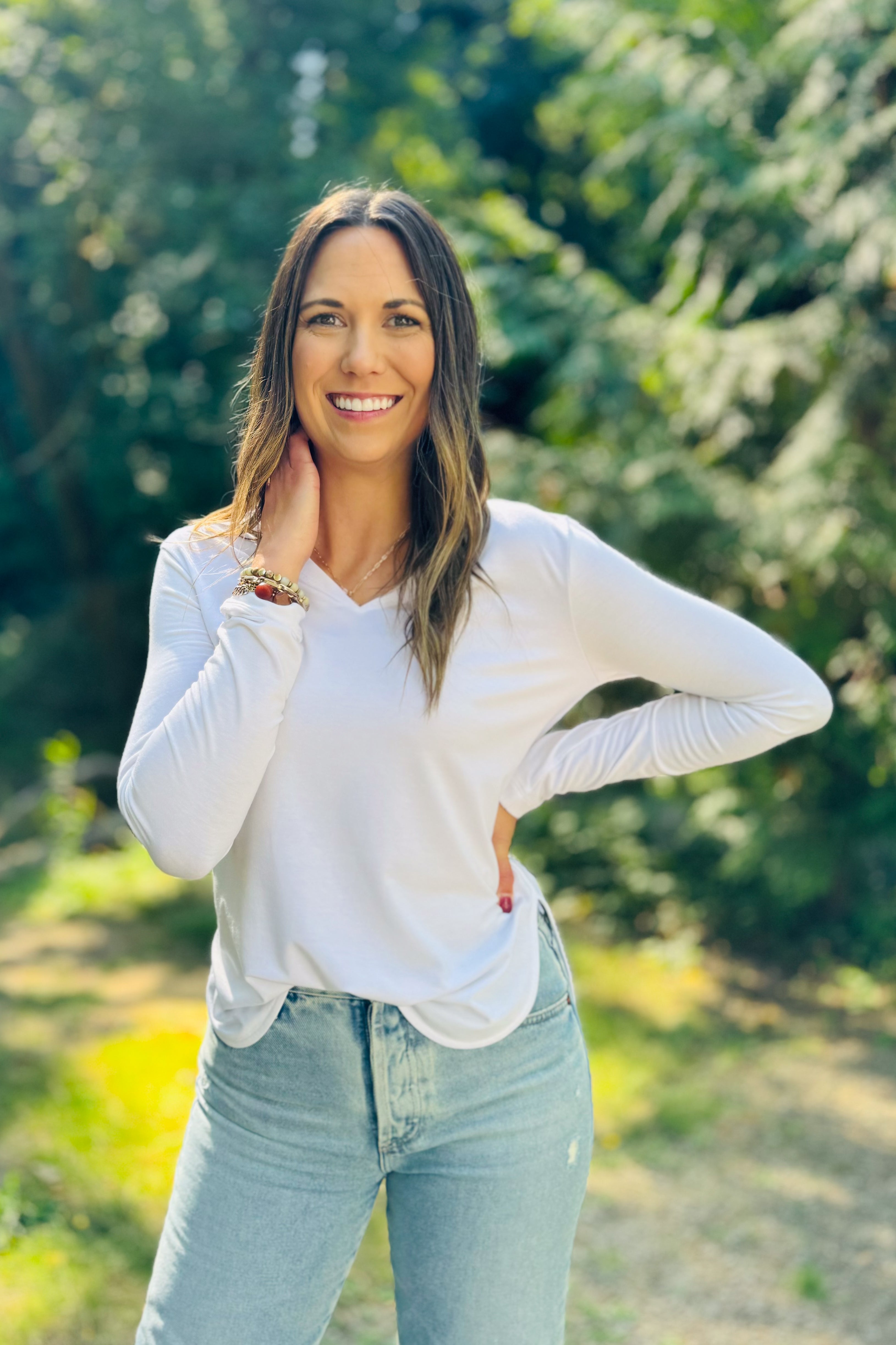 Eliana V-Neck Top White