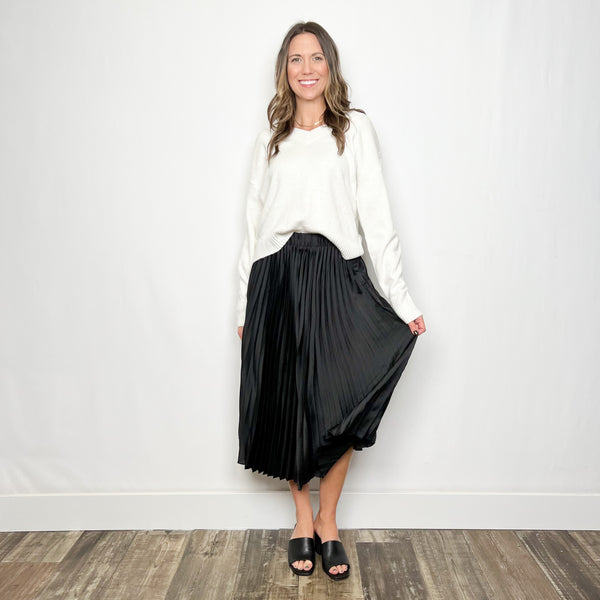Everyday Pleated Satin Skirt