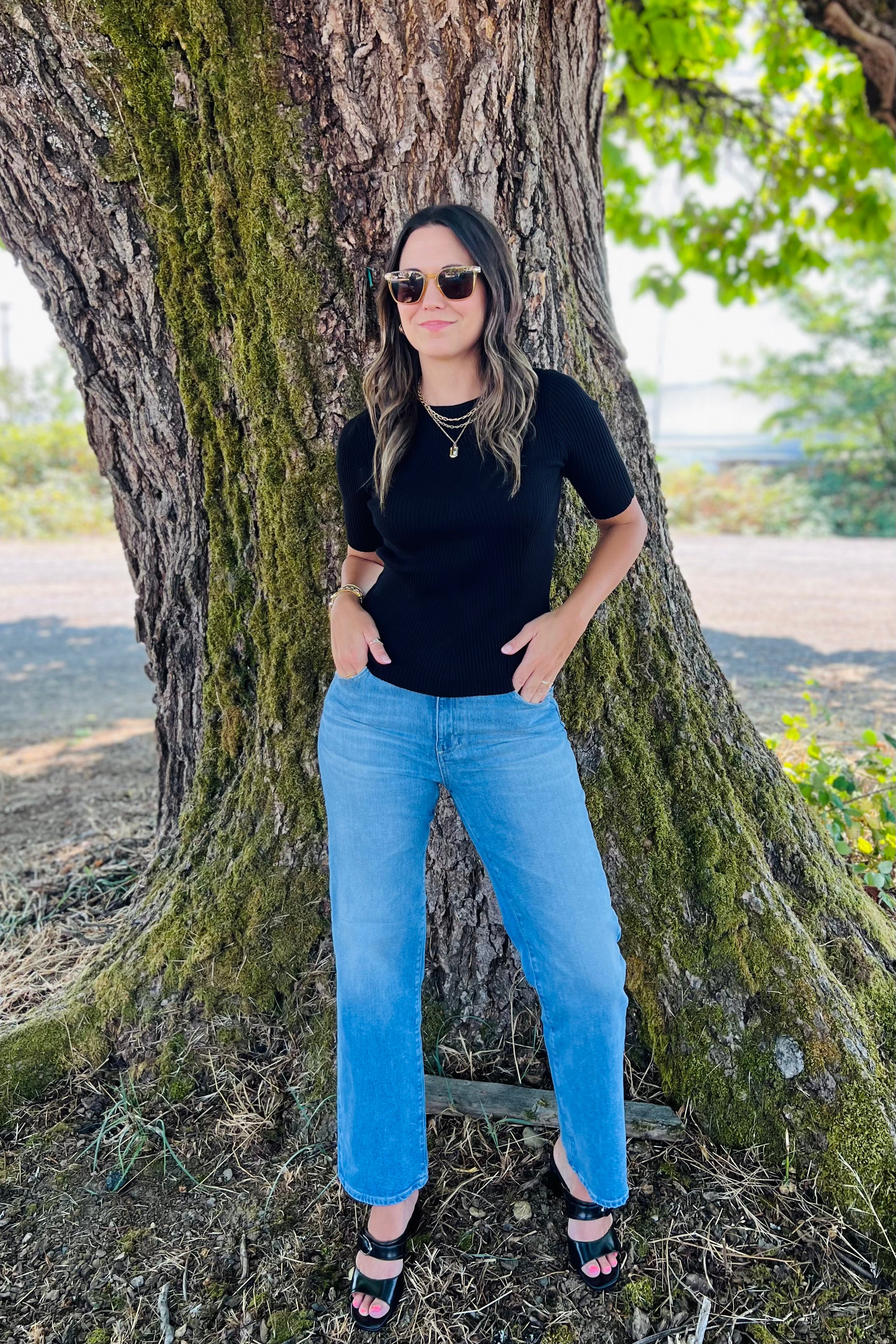 Round Neck Ribbed Sweater