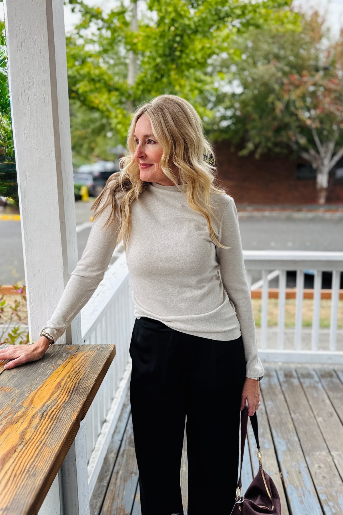 Everyday Ruched Sparkle Top - Palomino